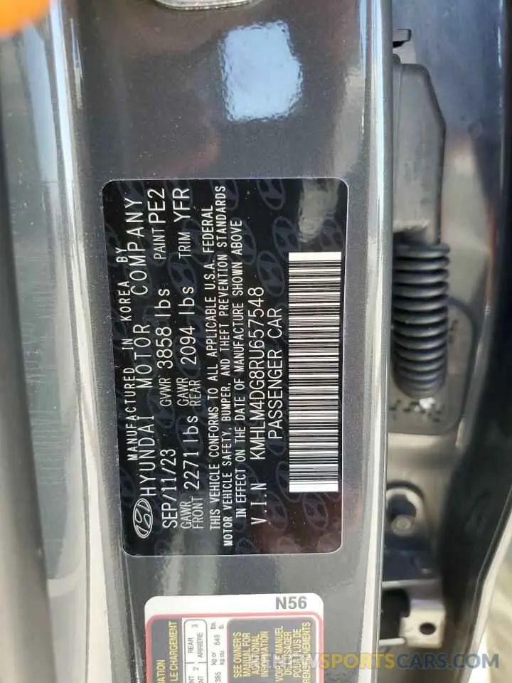 12 fotografías del automóvil dañado KMHLM4DG8RU657548 HYUNDAI ELANTRA 2024