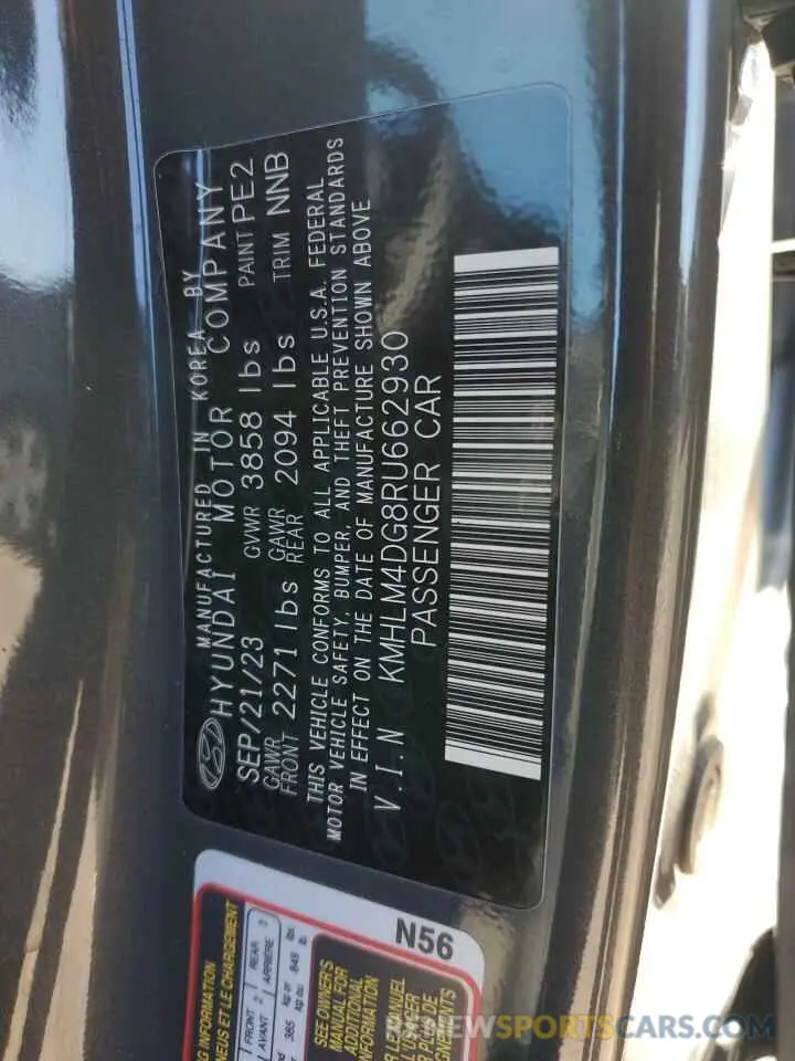 13 fotografías del automóvil dañado KMHLM4DG8RU662930 HYUNDAI ELANTRA 2024