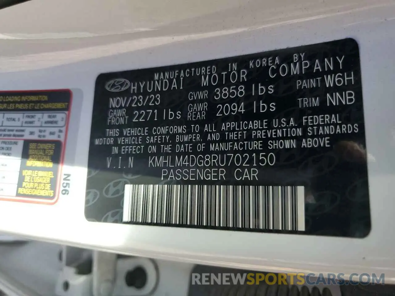 12 fotografías del automóvil dañado KMHLM4DG8RU702150 HYUNDAI ELANTRA 2024