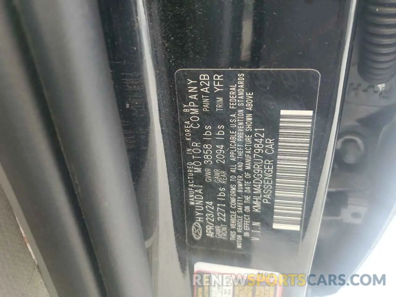 12 fotografías del automóvil dañado KMHLM4DG9RU798421 HYUNDAI ELANTRA 2024