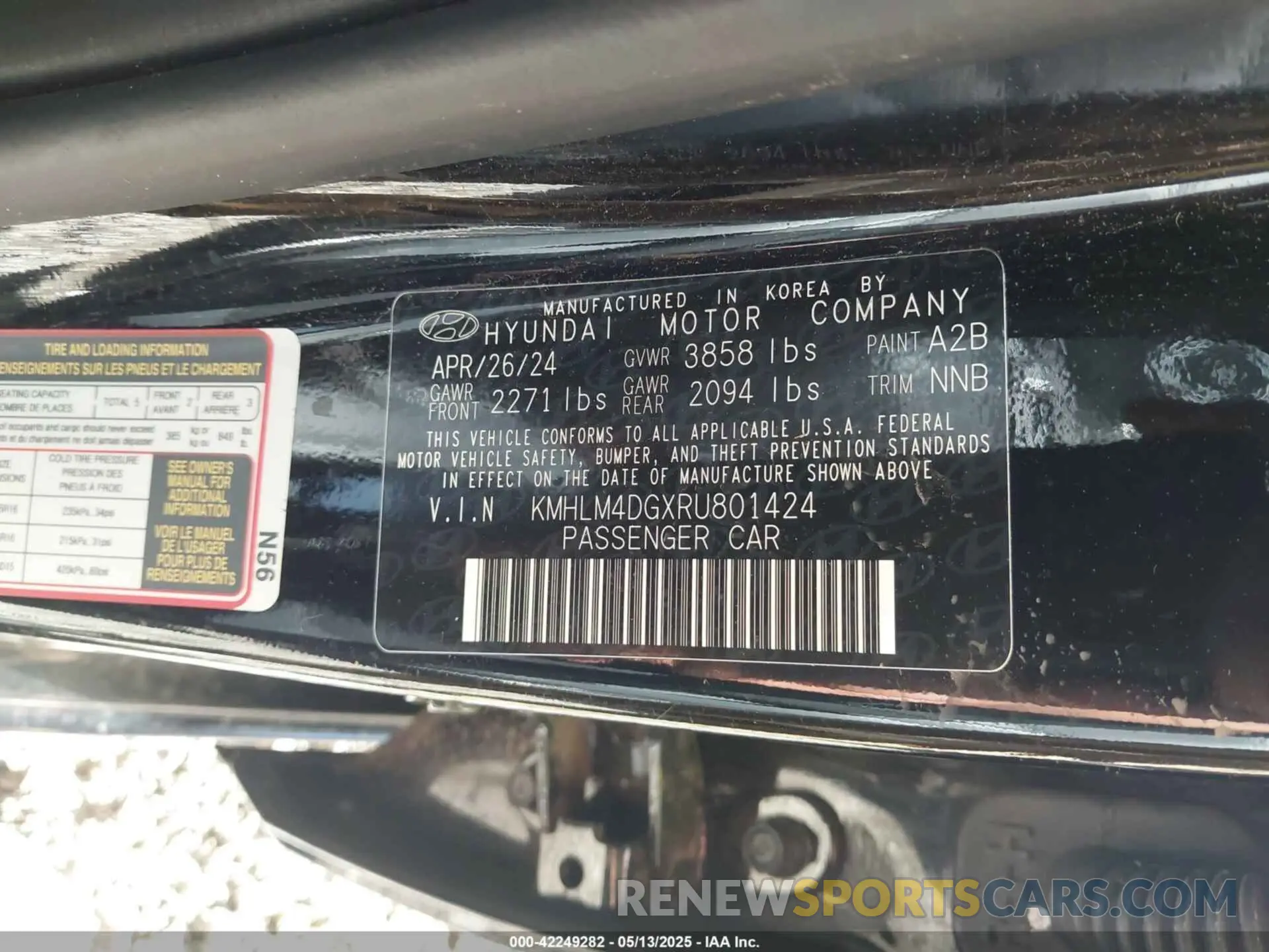 9 fotografías del automóvil dañado KMHLM4DGXRU801424 HYUNDAI ELANTRA 2024