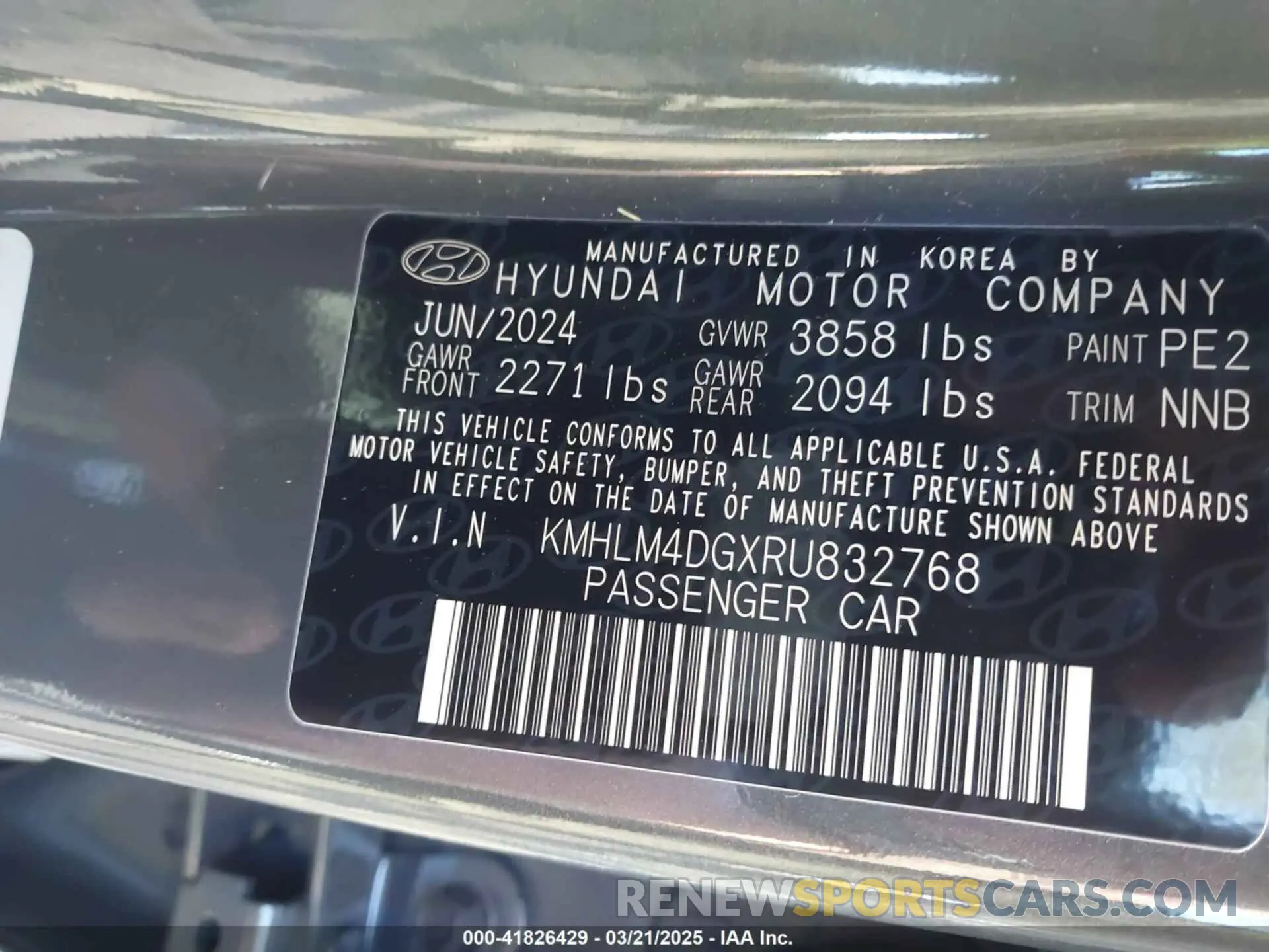 9 fotografías del automóvil dañado KMHLM4DGXRU832768 HYUNDAI ELANTRA 2024