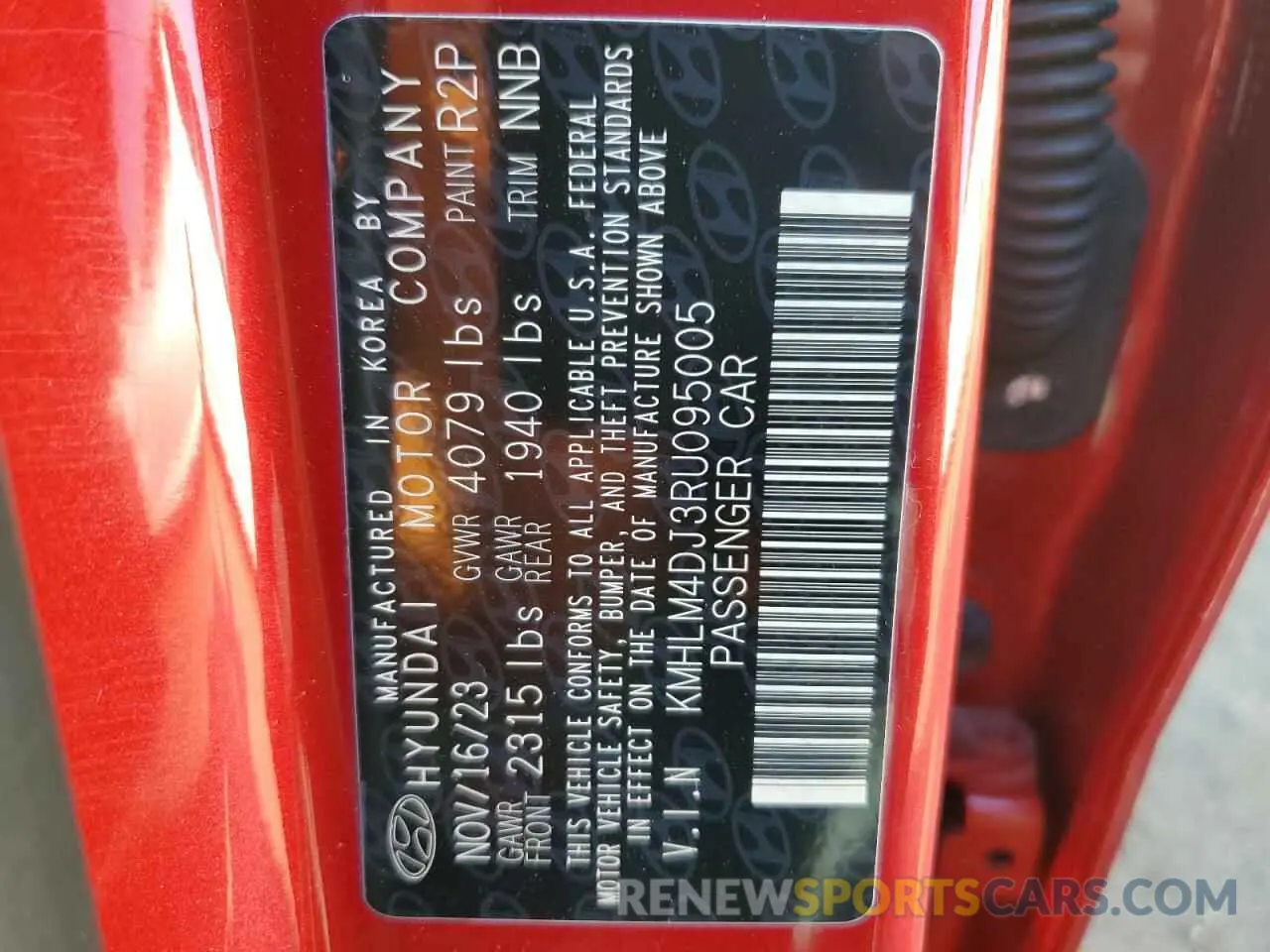 13 fotografías del automóvil dañado KMHLM4DJ3RU095005 HYUNDAI ELANTRA 2024