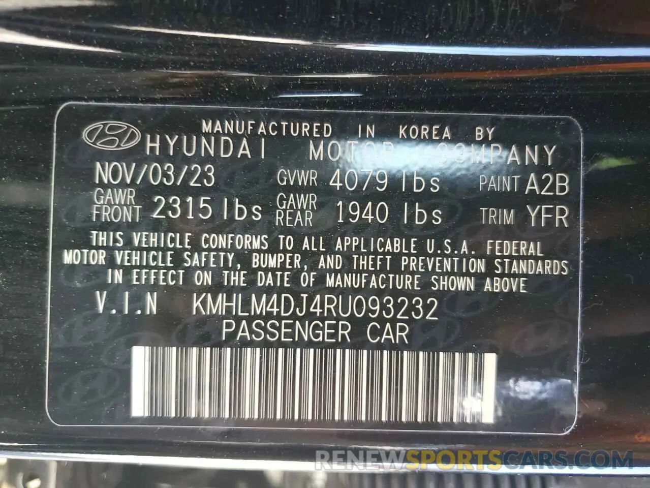 14 fotografías del automóvil dañado KMHLM4DJ4RU093232 HYUNDAI ELANTRA 2024