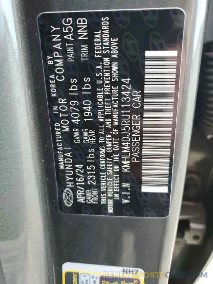 15 fotografías del automóvil dañado KMHLM4DJ5RU113424 HYUNDAI ELANTRA 2024