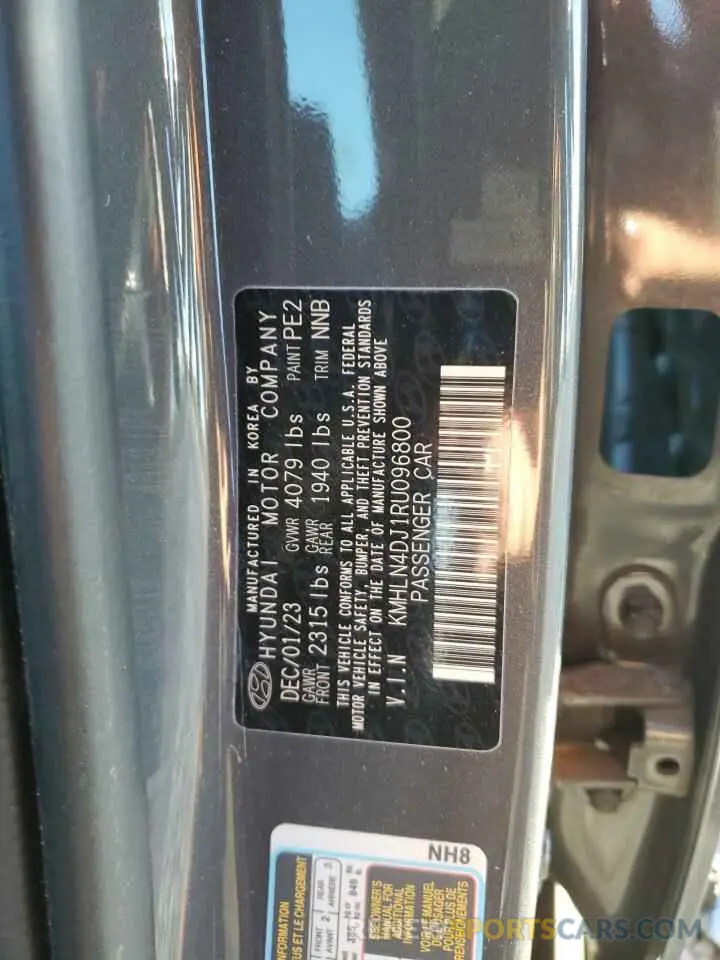 12 fotografías del automóvil dañado KMHLN4DJ1RU096800 HYUNDAI ELANTRA 2024