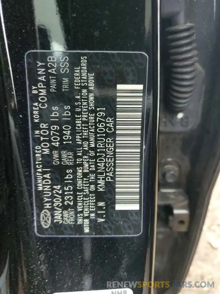 13 fotografías del automóvil dañado KMHLN4DJ1RU106791 HYUNDAI ELANTRA 2024