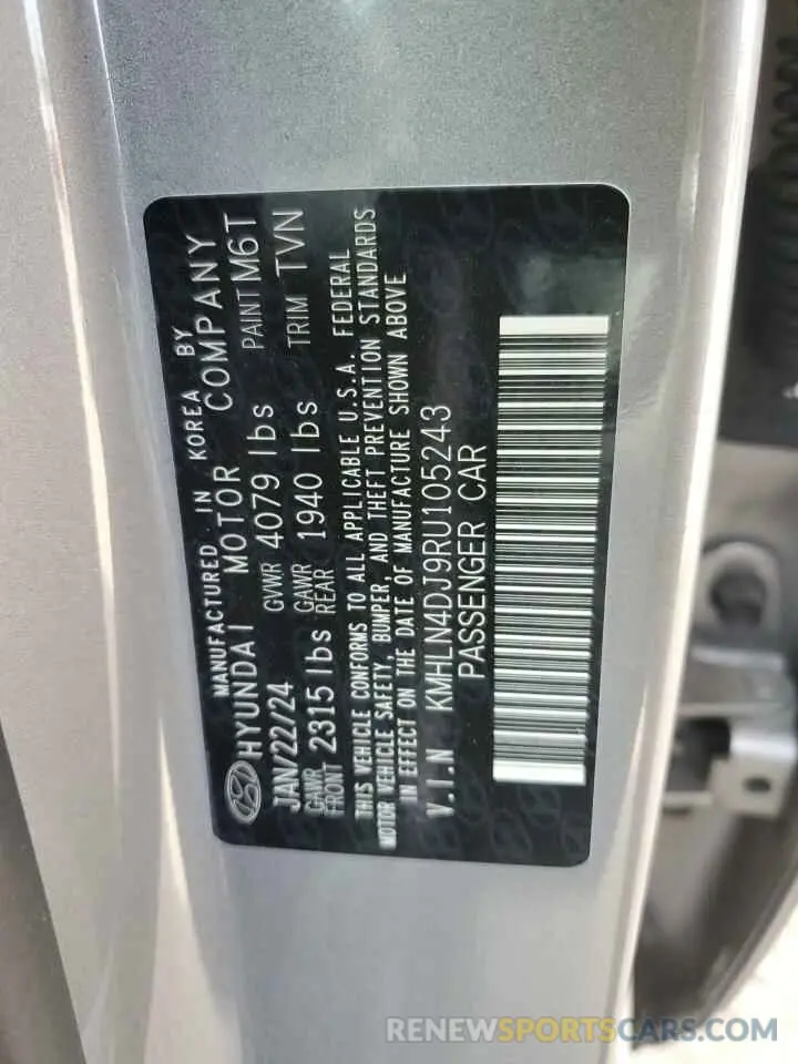 12 fotografías del automóvil dañado KMHLN4DJ9RU105243 HYUNDAI ELANTRA 2024