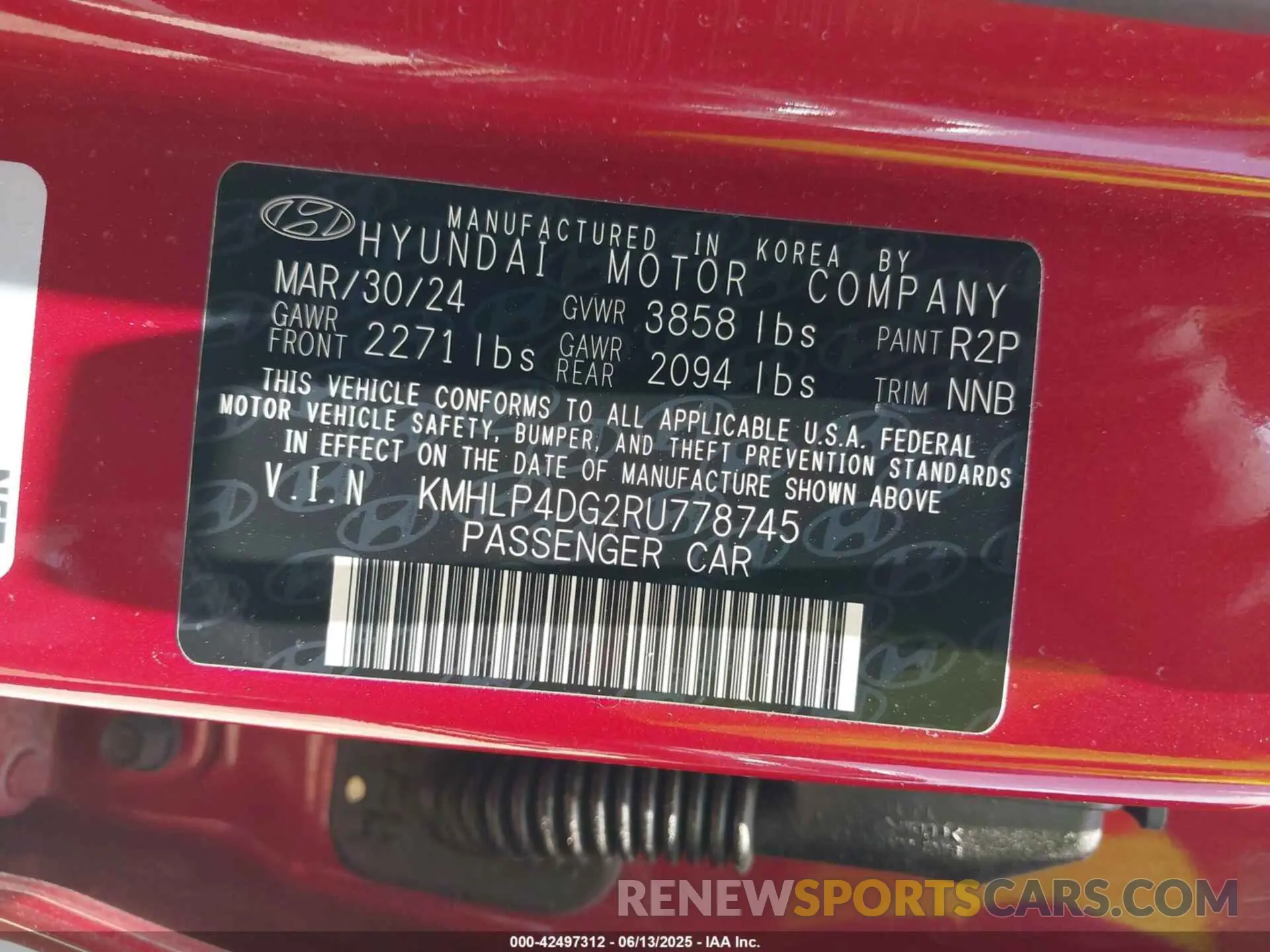 9 fotografías del automóvil dañado KMHLP4DG2RU778745 HYUNDAI ELANTRA 2024