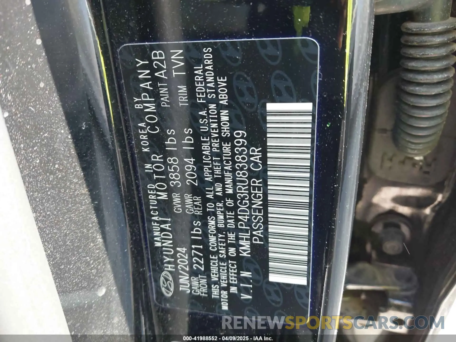 9 fotografías del automóvil dañado KMHLP4DG3RU838399 HYUNDAI ELANTRA 2024