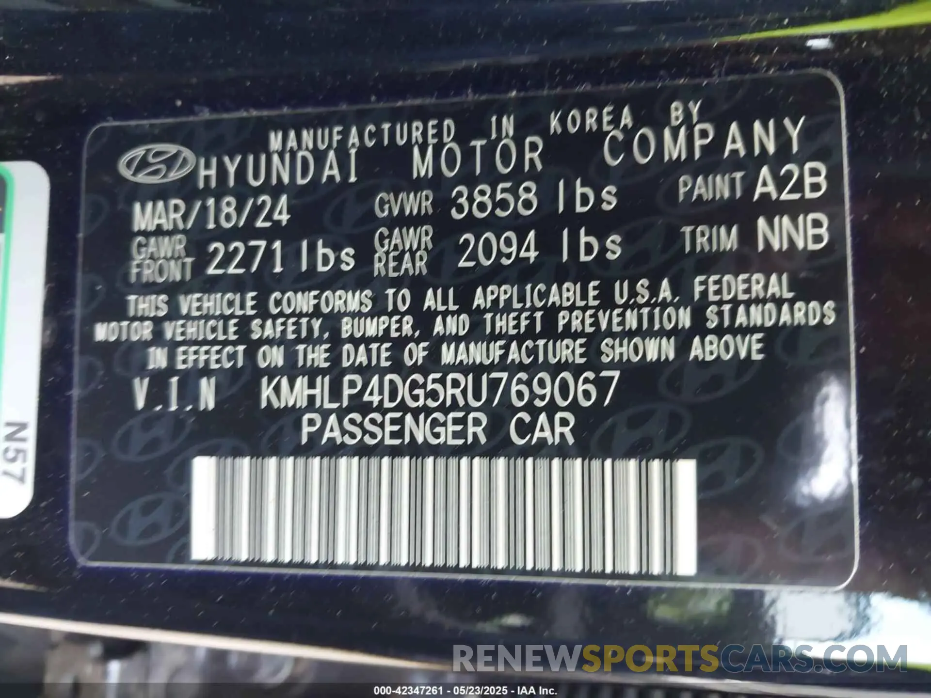 9 fotografías del automóvil dañado KMHLP4DG5RU769067 HYUNDAI ELANTRA 2024