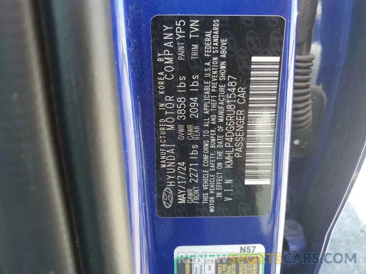 12 fotografías del automóvil dañado KMHLP4DG6RU815487 HYUNDAI ELANTRA 2024