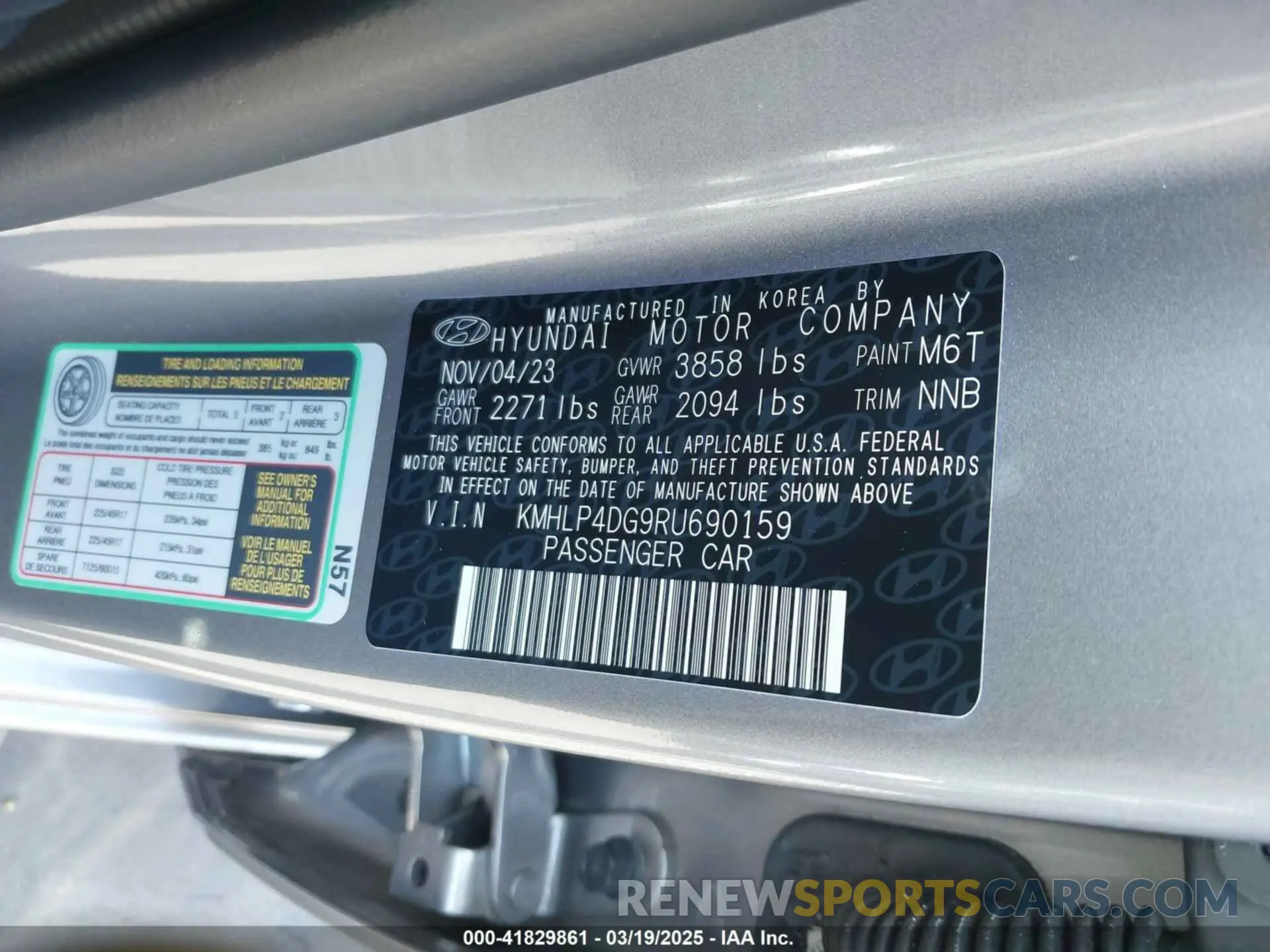 9 fotografías del automóvil dañado KMHLP4DG9RU690159 HYUNDAI ELANTRA 2024