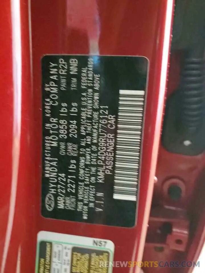 12 fotografías del automóvil dañado KMHLP4DG9RU776121 HYUNDAI ELANTRA 2024