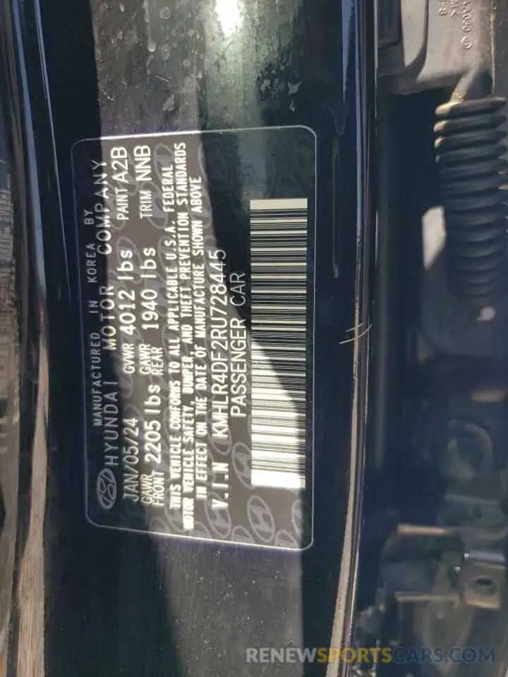 13 fotografías del automóvil dañado KMHLR4DF2RU728445 HYUNDAI ELANTRA 2024