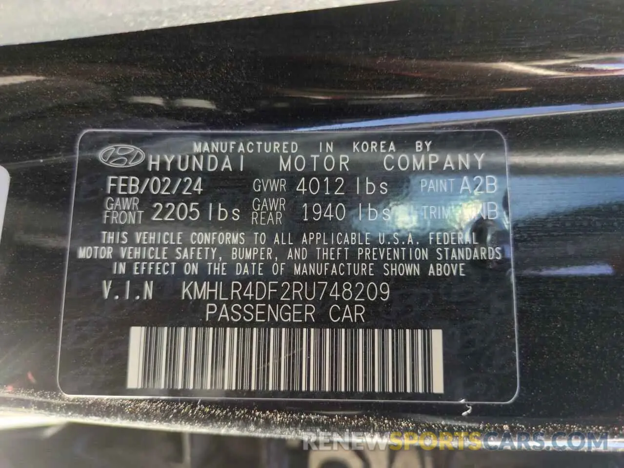 13 fotografías del automóvil dañado KMHLR4DF2RU748209 HYUNDAI ELANTRA 2024