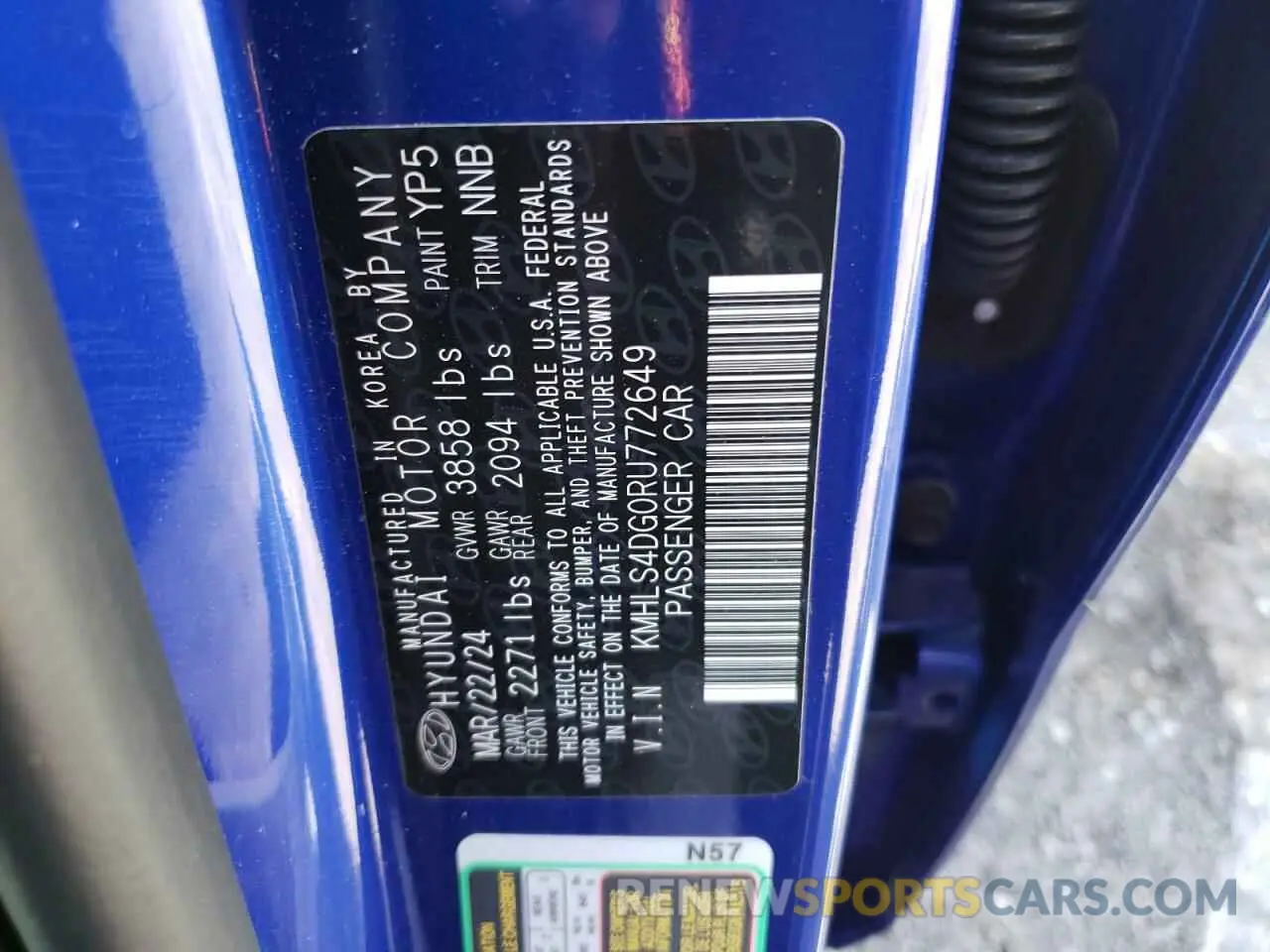 12 fotografías del automóvil dañado KMHLS4DG0RU772649 HYUNDAI ELANTRA 2024