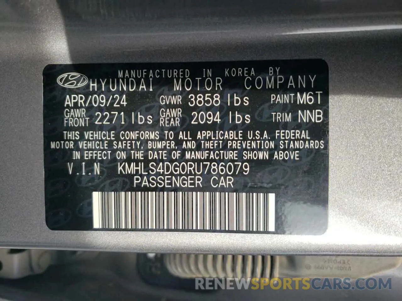 12 fotografías del automóvil dañado KMHLS4DG0RU786079 HYUNDAI ELANTRA 2024