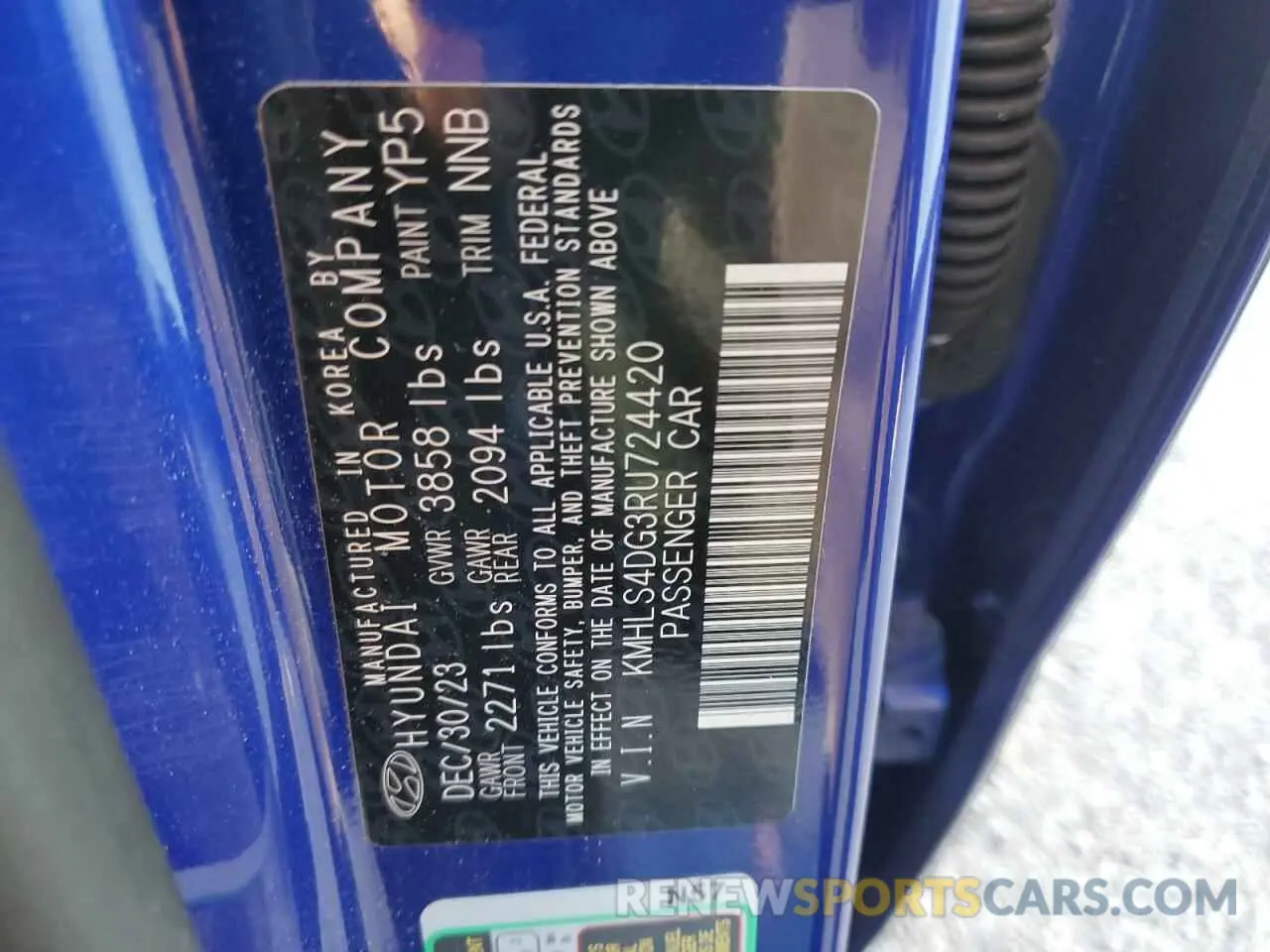 12 fotografías del automóvil dañado KMHLS4DG3RU724420 HYUNDAI ELANTRA 2024