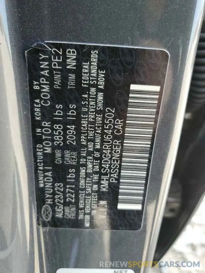 15 fotografías del automóvil dañado KMHLS4DG4RU645502 HYUNDAI ELANTRA 2024
