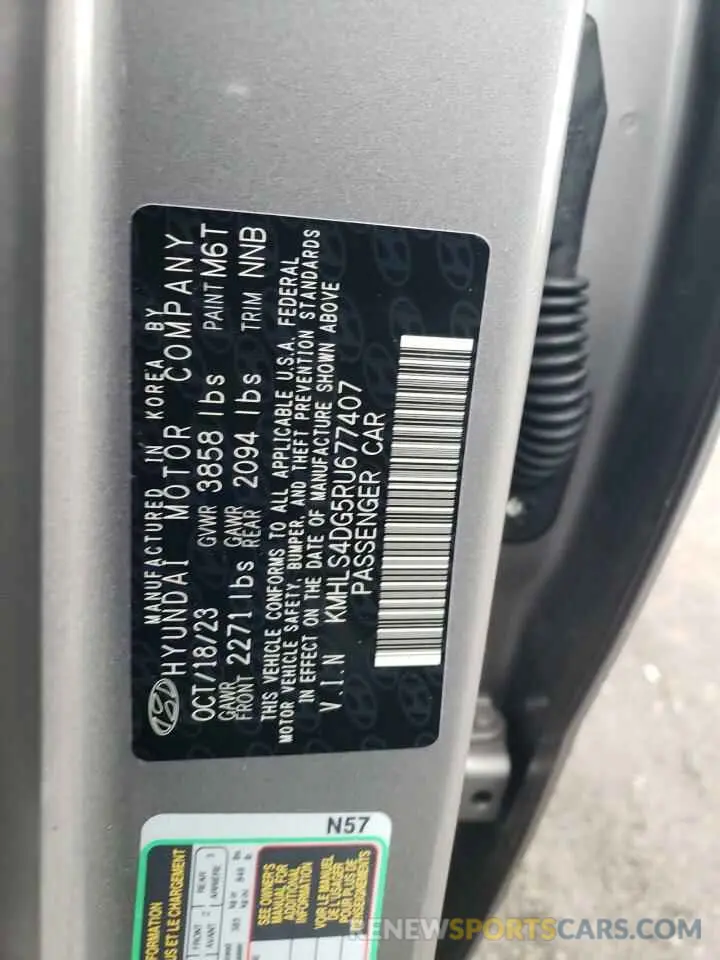 14 fotografías del automóvil dañado KMHLS4DG5RU677407 HYUNDAI ELANTRA 2024