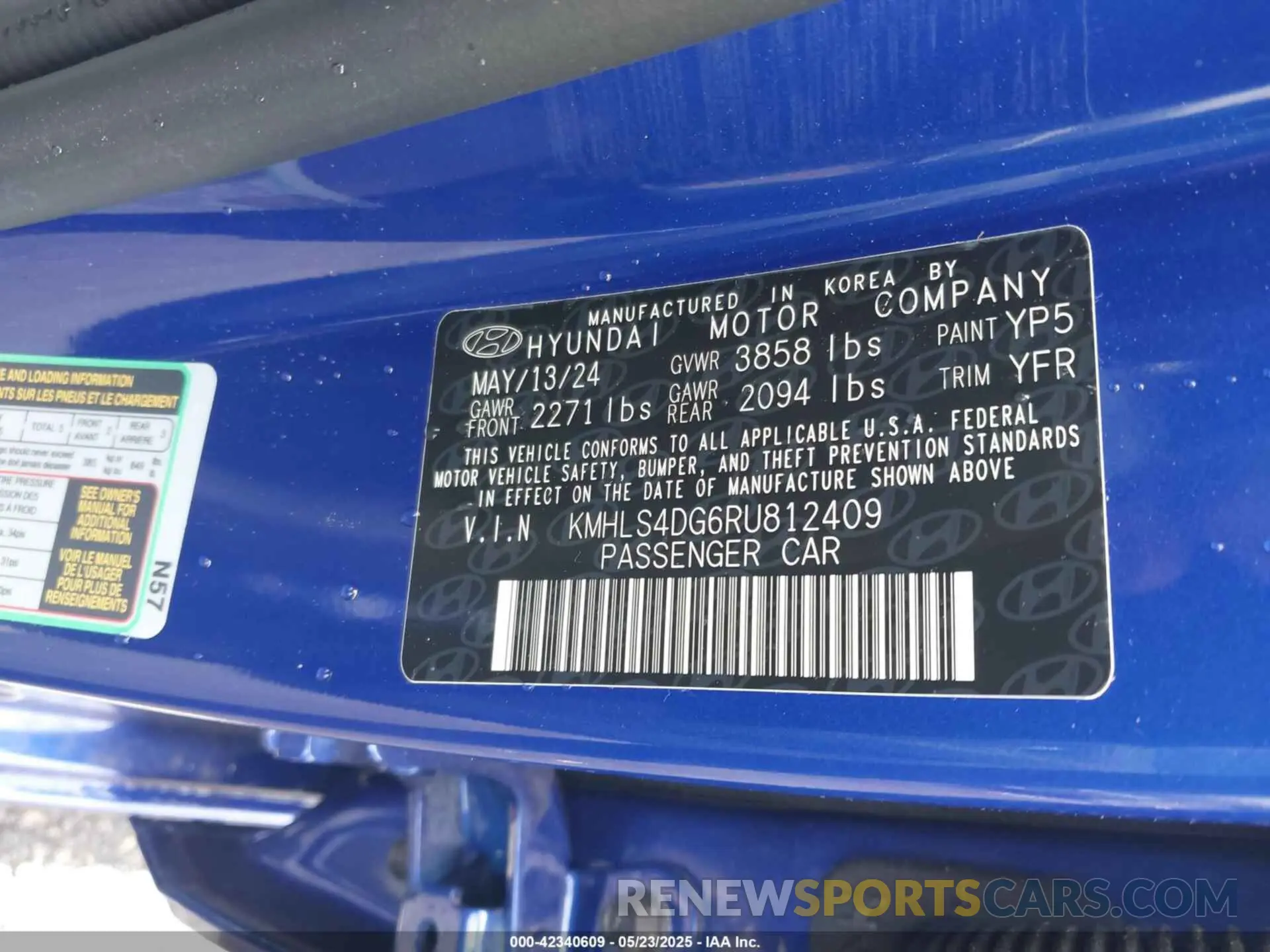 9 fotografías del automóvil dañado KMHLS4DG6RU812409 HYUNDAI ELANTRA 2024