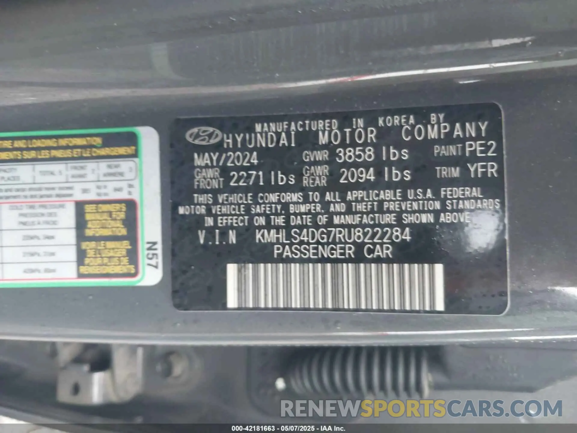 9 fotografías del automóvil dañado KMHLS4DG7RU822284 HYUNDAI ELANTRA 2024