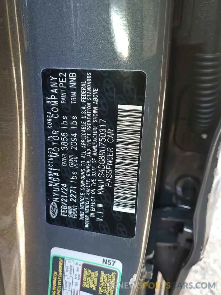 14 fotografías del automóvil dañado KMHLS4DG8RU750317 HYUNDAI ELANTRA 2024
