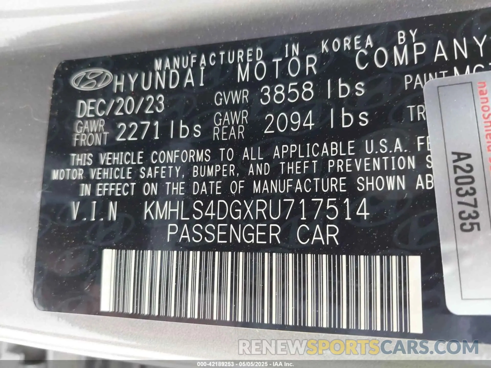9 fotografías del automóvil dañado KMHLS4DGXRU717514 HYUNDAI ELANTRA 2024