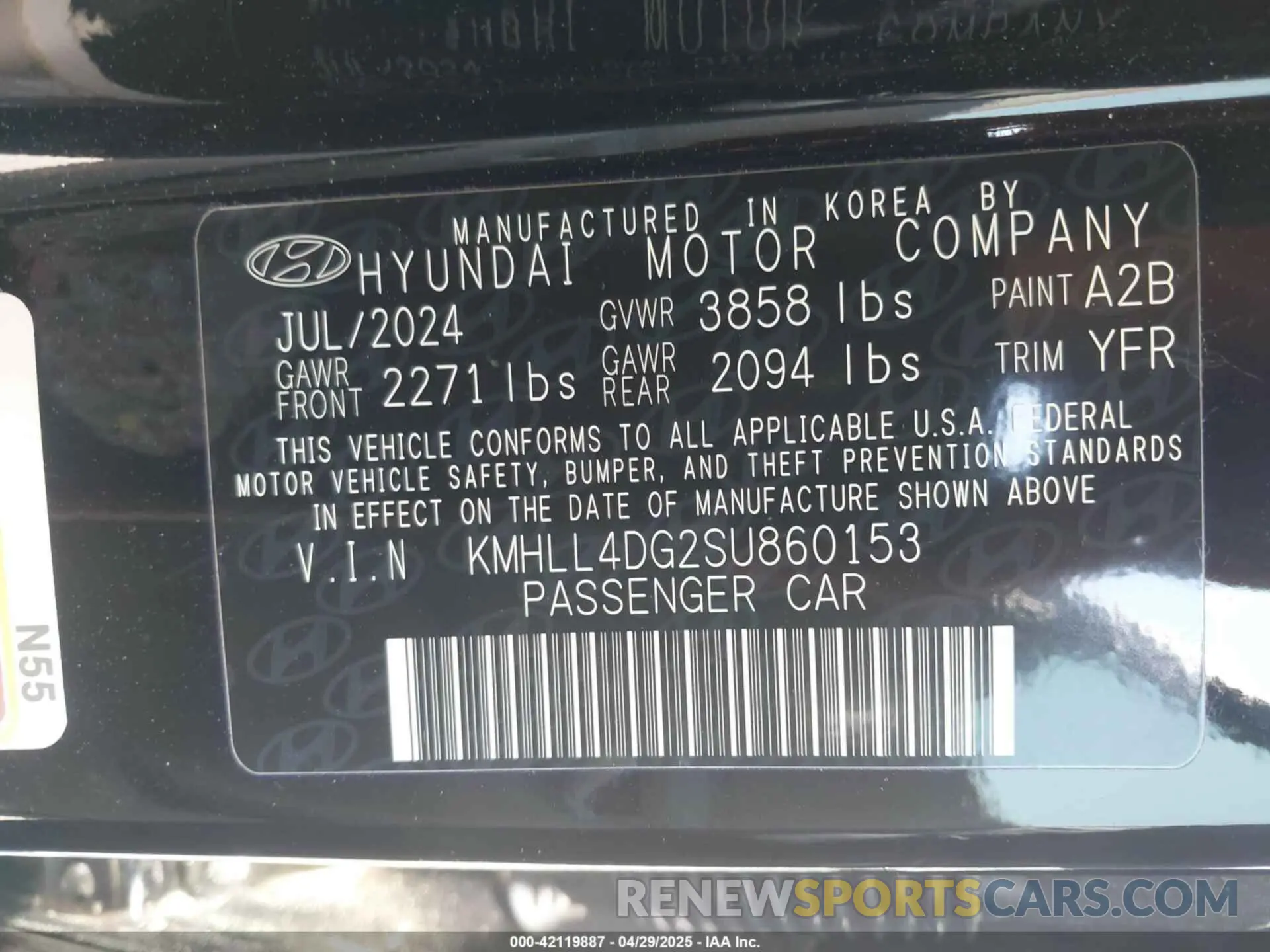 9 fotografías del automóvil dañado KMHLL4DG2SU860153 HYUNDAI ELANTRA 2025