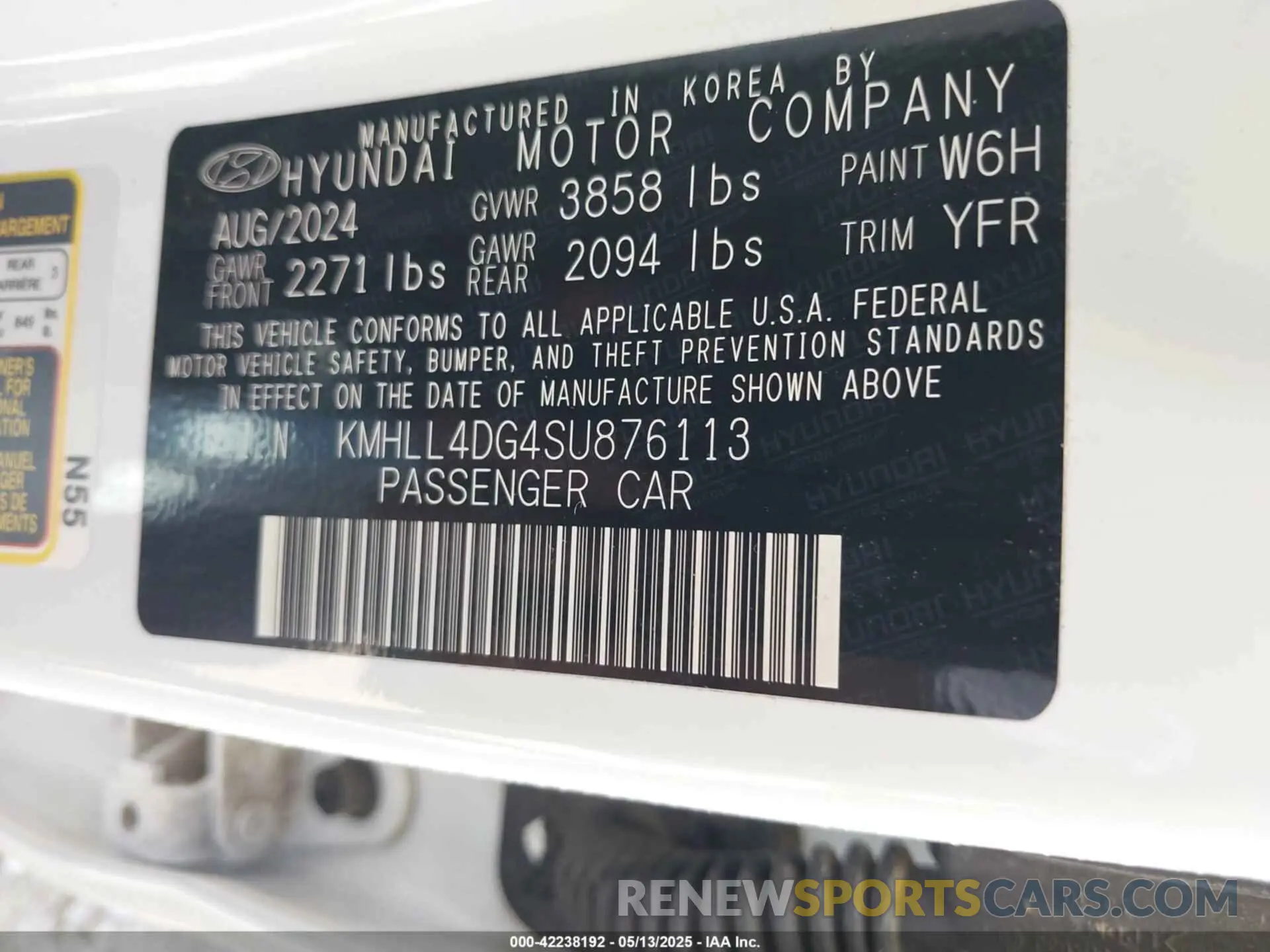 9 fotografías del automóvil dañado KMHLL4DG4SU876113 HYUNDAI ELANTRA 2025