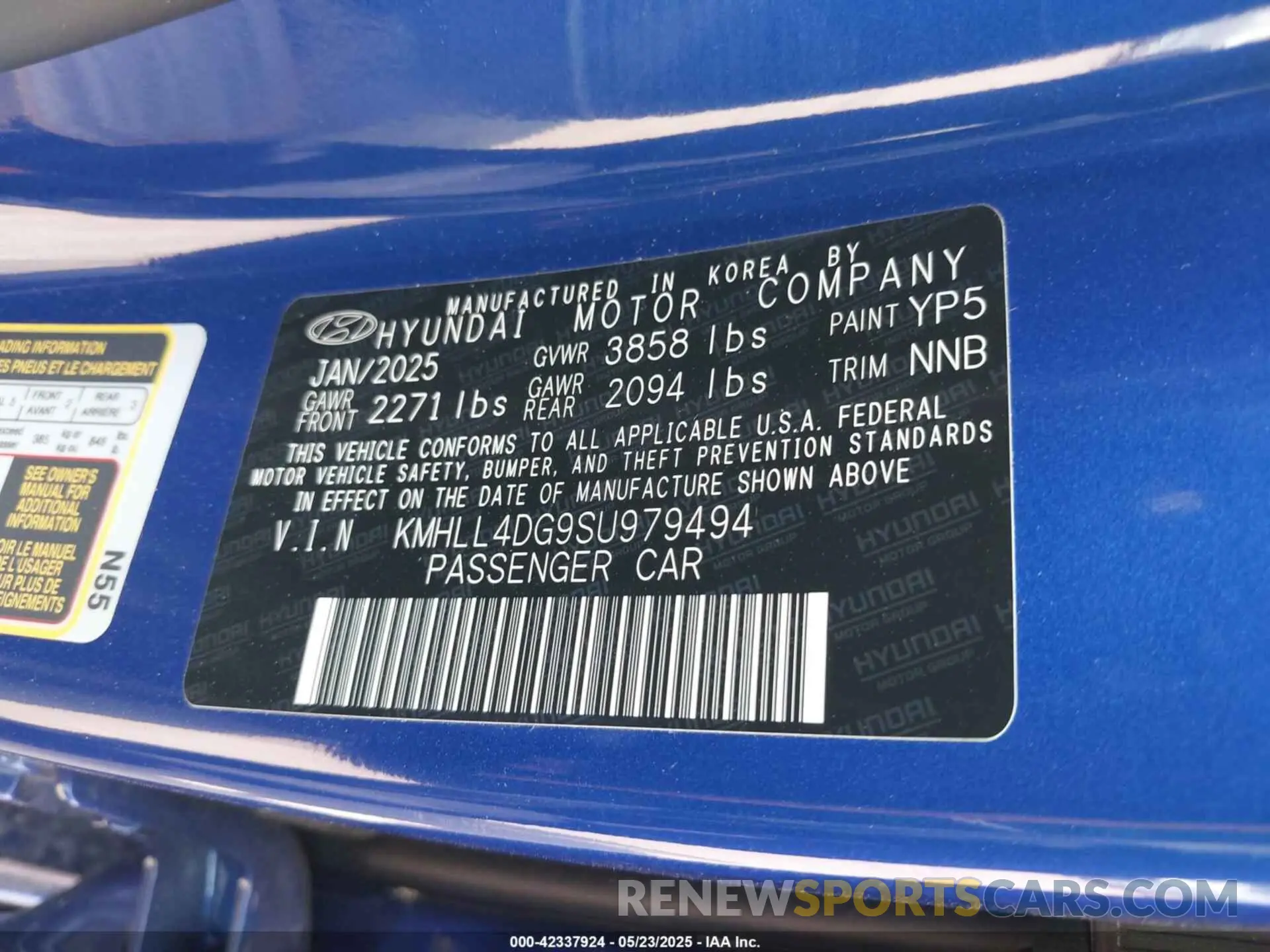 9 fotografías del automóvil dañado KMHLL4DG9SU979494 HYUNDAI ELANTRA 2025