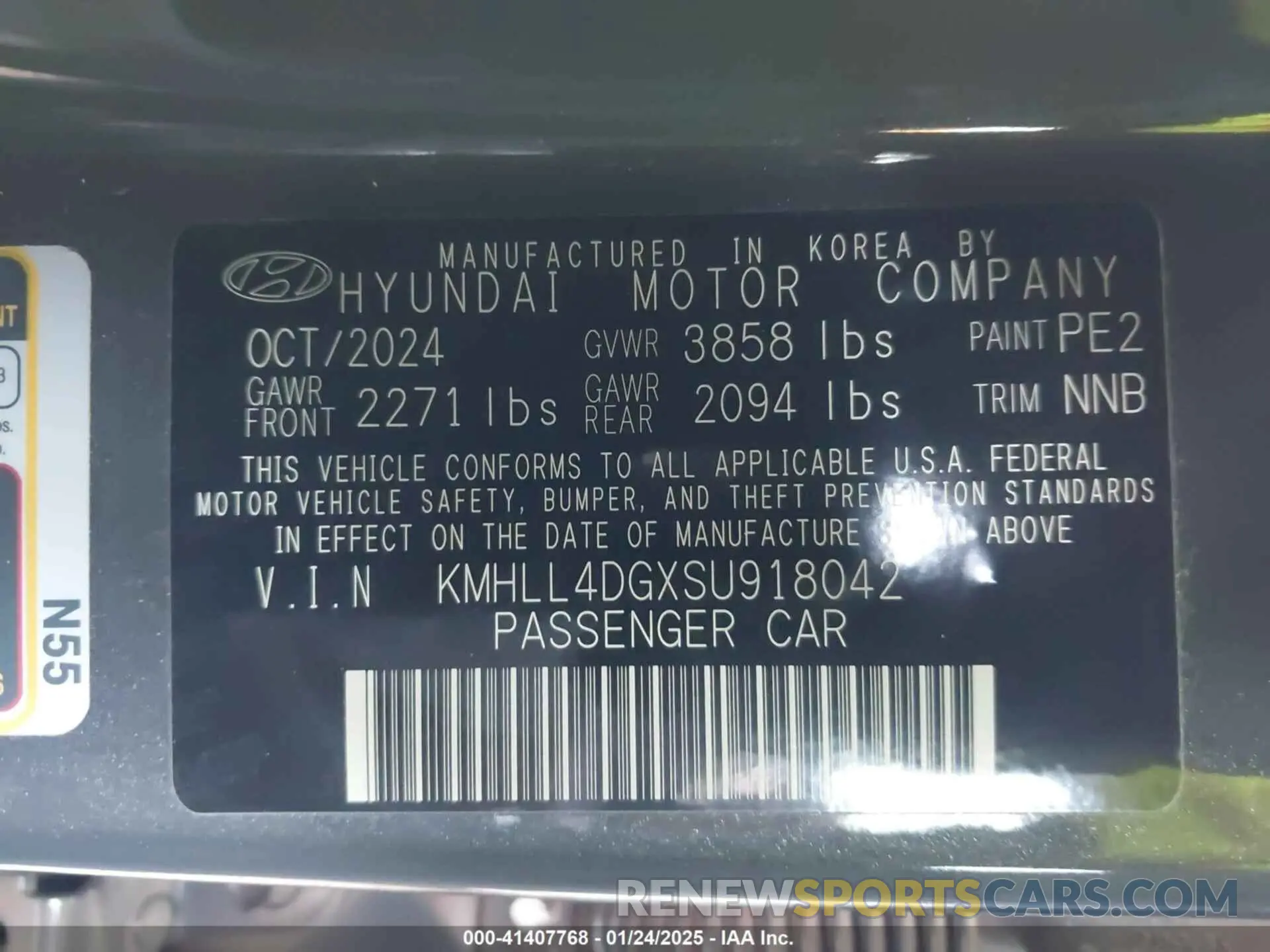 9 fotografías del automóvil dañado KMHLL4DGXSU918042 HYUNDAI ELANTRA 2025