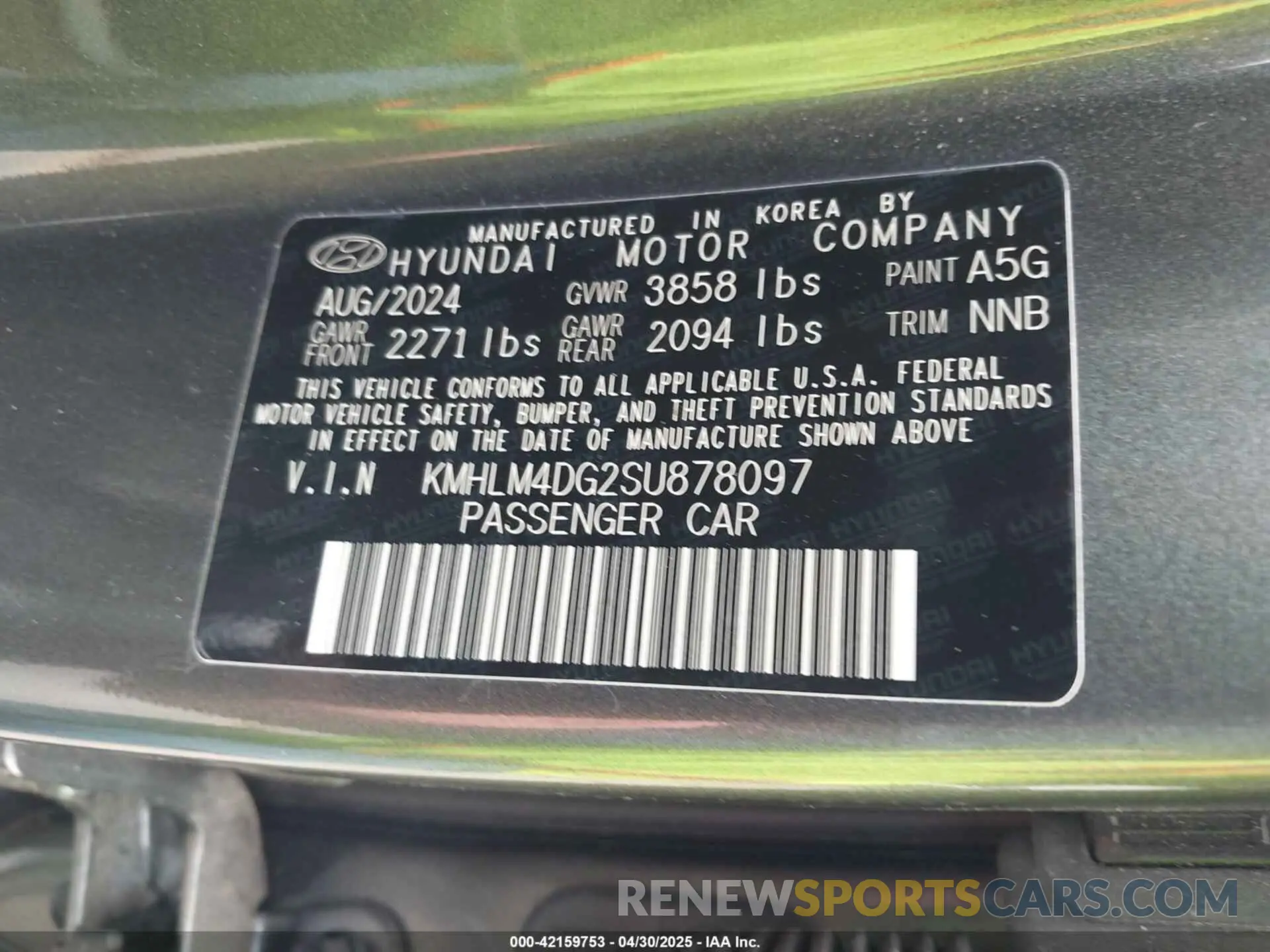 9 fotografías del automóvil dañado KMHLM4DG2SU878097 HYUNDAI ELANTRA 2025