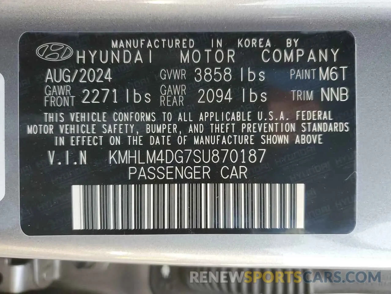 13 fotografías del automóvil dañado KMHLM4DG7SU870187 HYUNDAI ELANTRA 2025