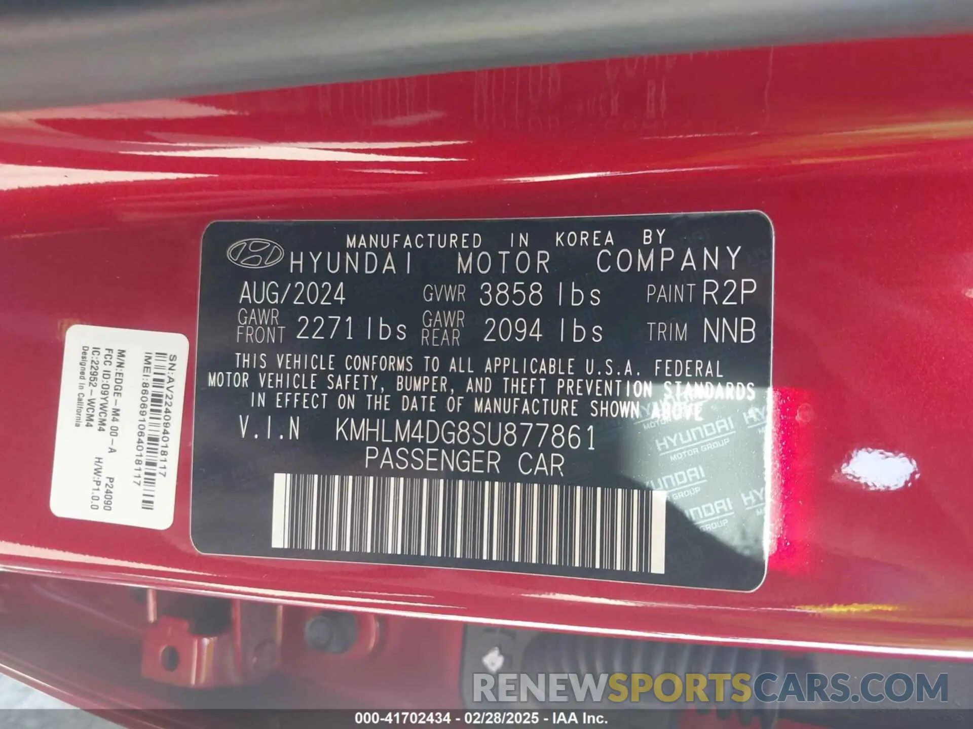 9 fotografías del automóvil dañado KMHLM4DG8SU877861 HYUNDAI ELANTRA 2025