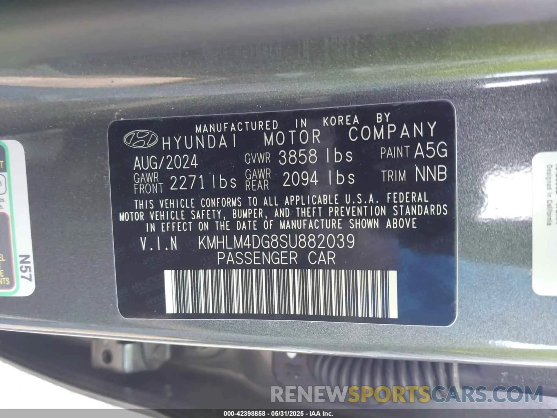 9 fotografías del automóvil dañado KMHLM4DG8SU882039 HYUNDAI ELANTRA 2025