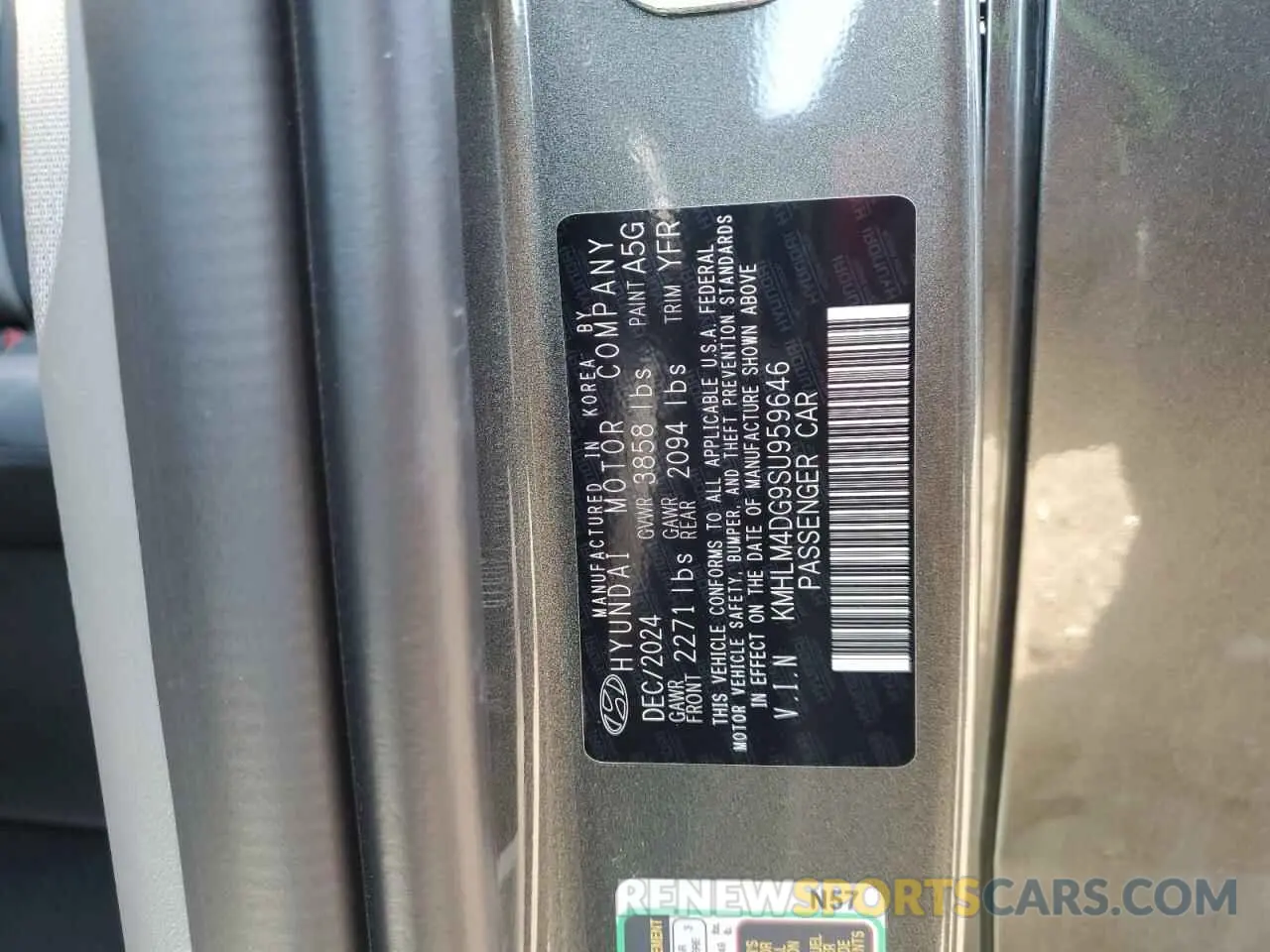 14 fotografías del automóvil dañado KMHLM4DG9SU959646 HYUNDAI ELANTRA 2025