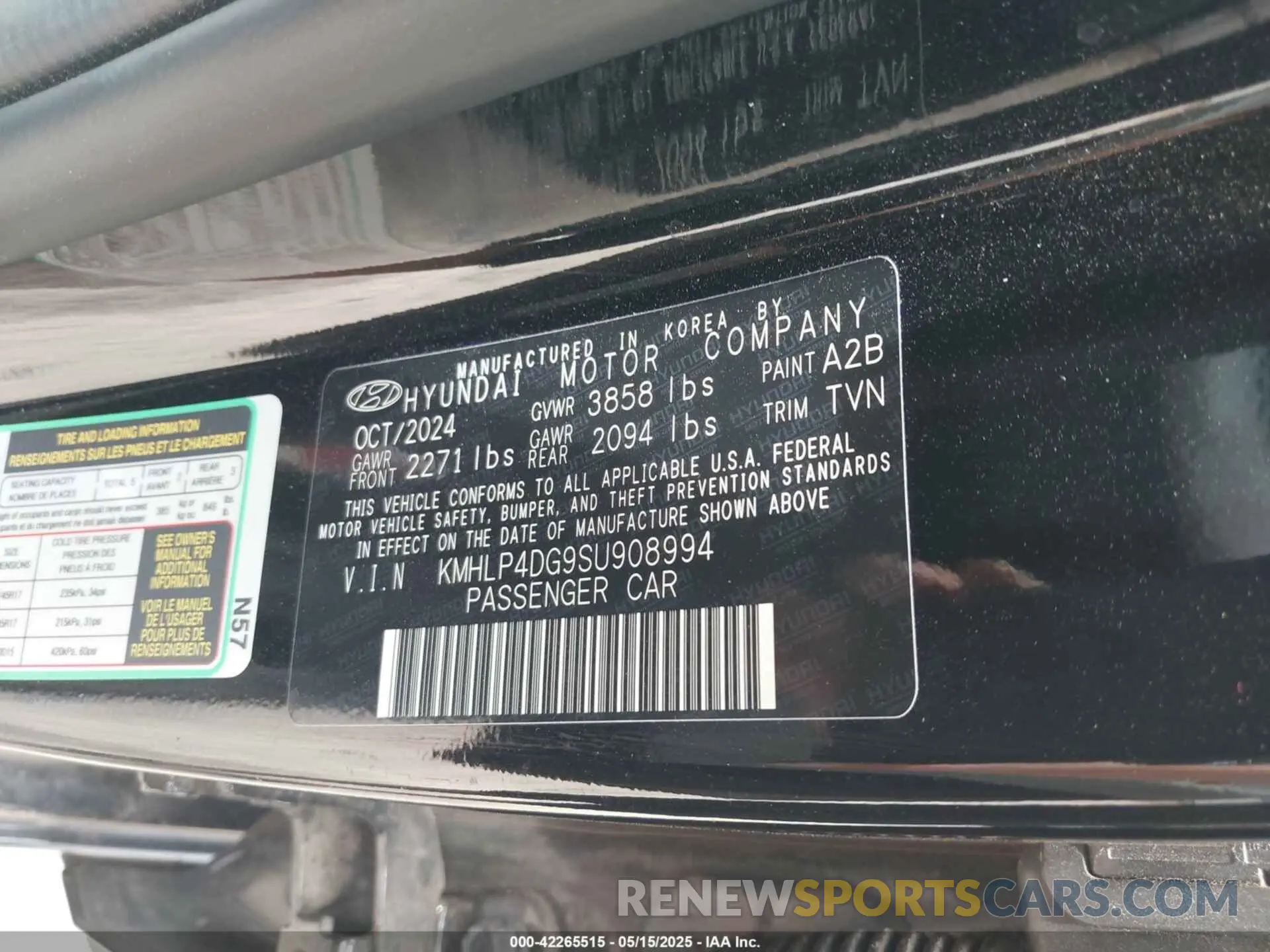 9 fotografías del automóvil dañado KMHLP4DG9SU908994 HYUNDAI ELANTRA 2025