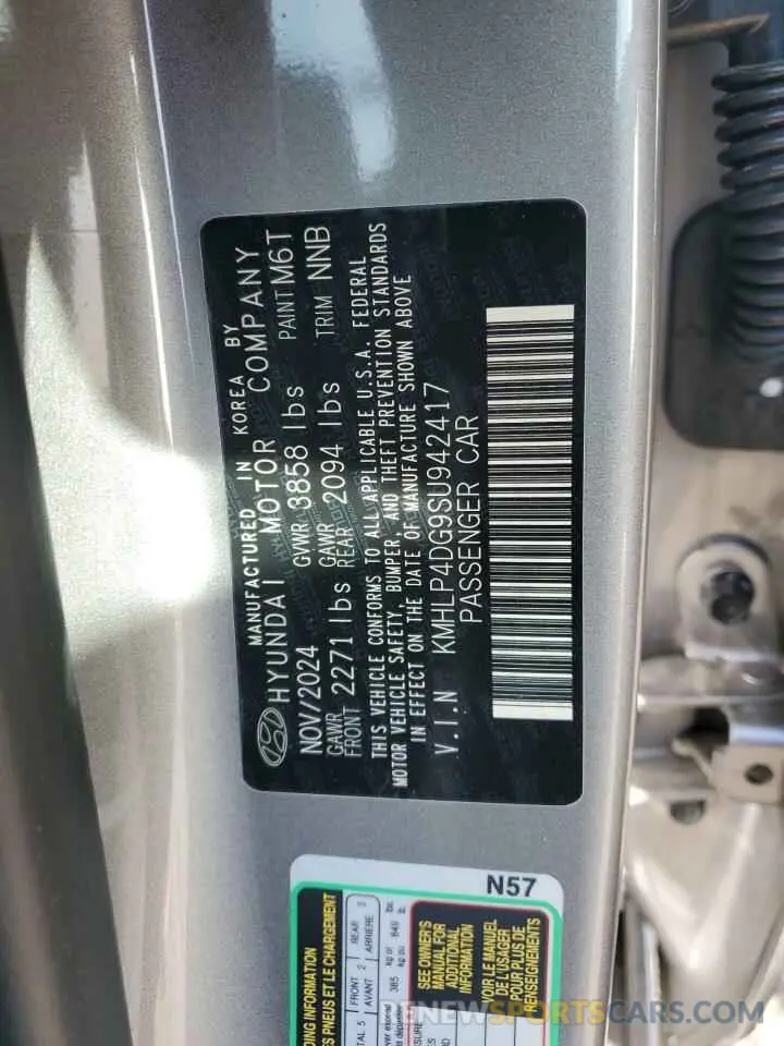 12 fotografías del automóvil dañado KMHLP4DG9SU942417 HYUNDAI ELANTRA 2025