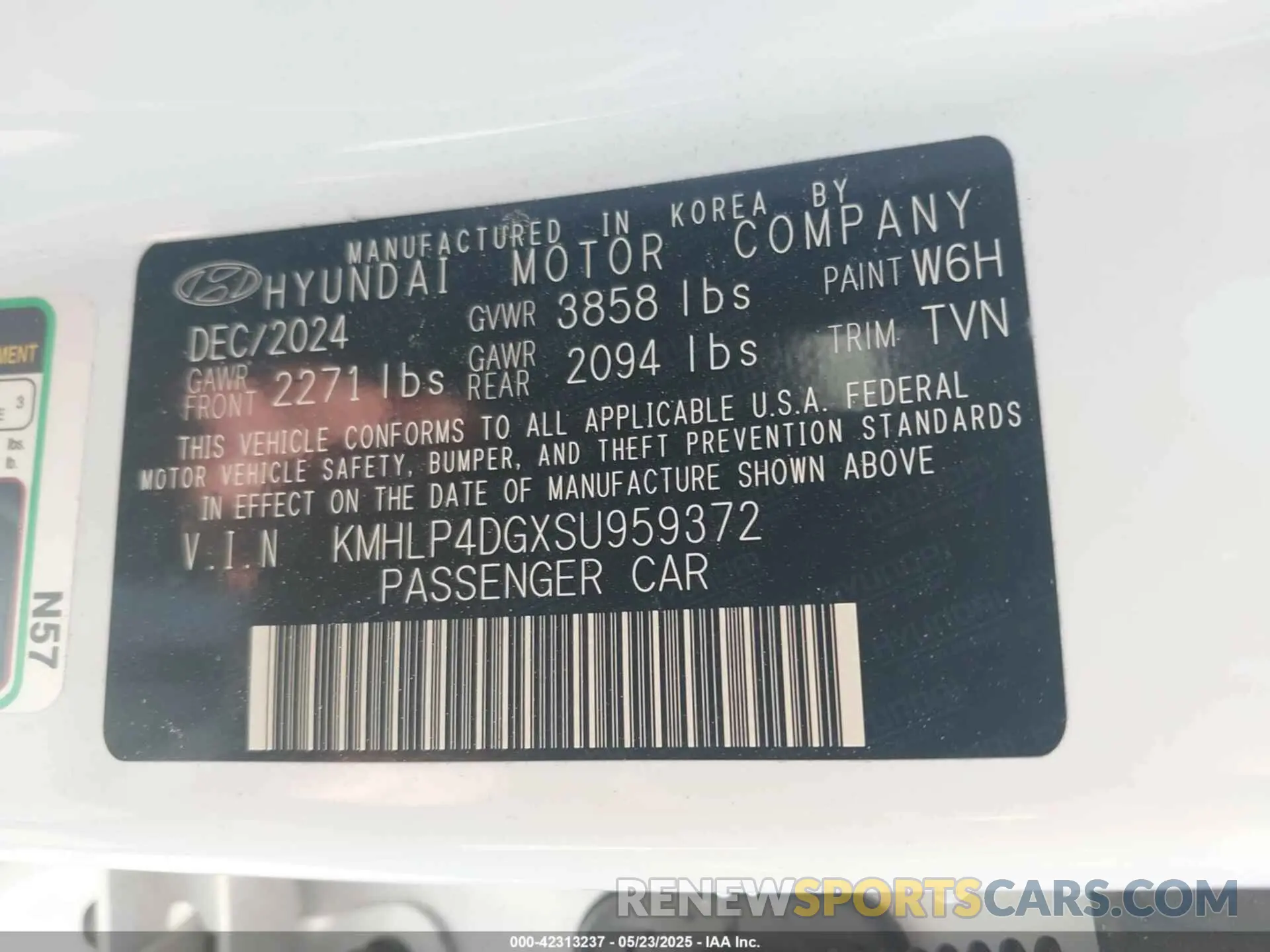 9 fotografías del automóvil dañado KMHLP4DGXSU959372 HYUNDAI ELANTRA 2025