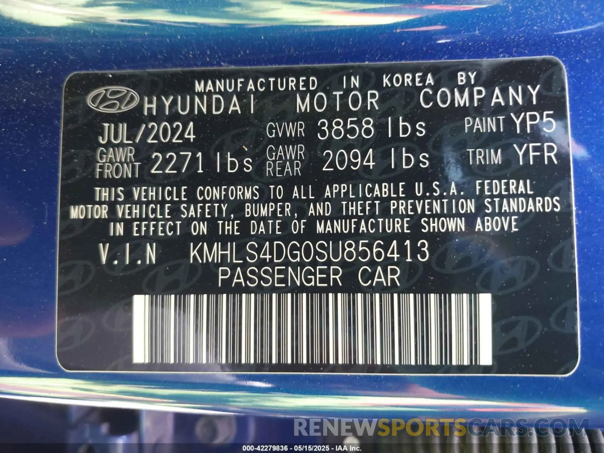 9 fotografías del automóvil dañado KMHLS4DG0SU856413 HYUNDAI ELANTRA 2025