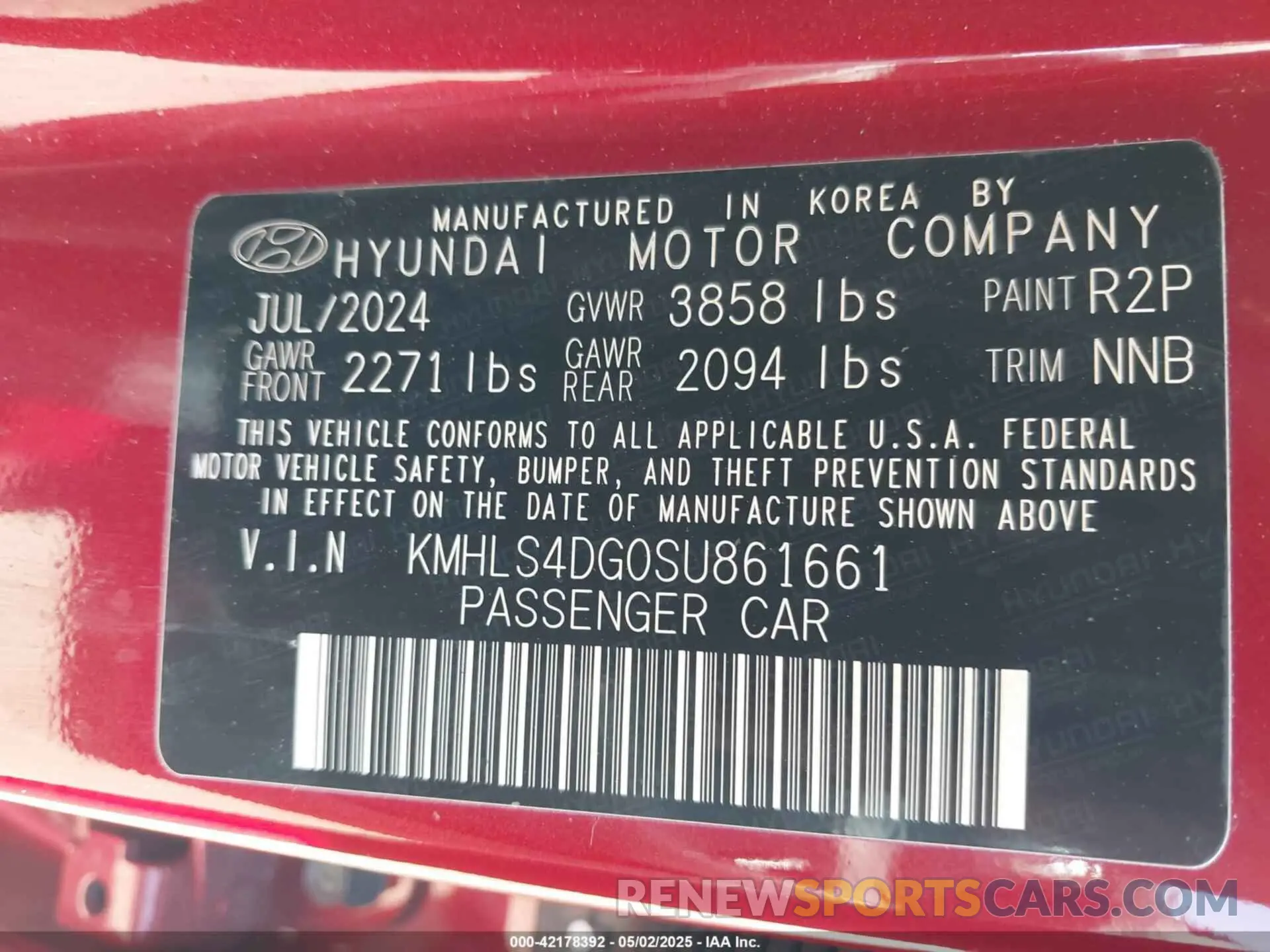 9 fotografías del automóvil dañado KMHLS4DG0SU861661 HYUNDAI ELANTRA 2025
