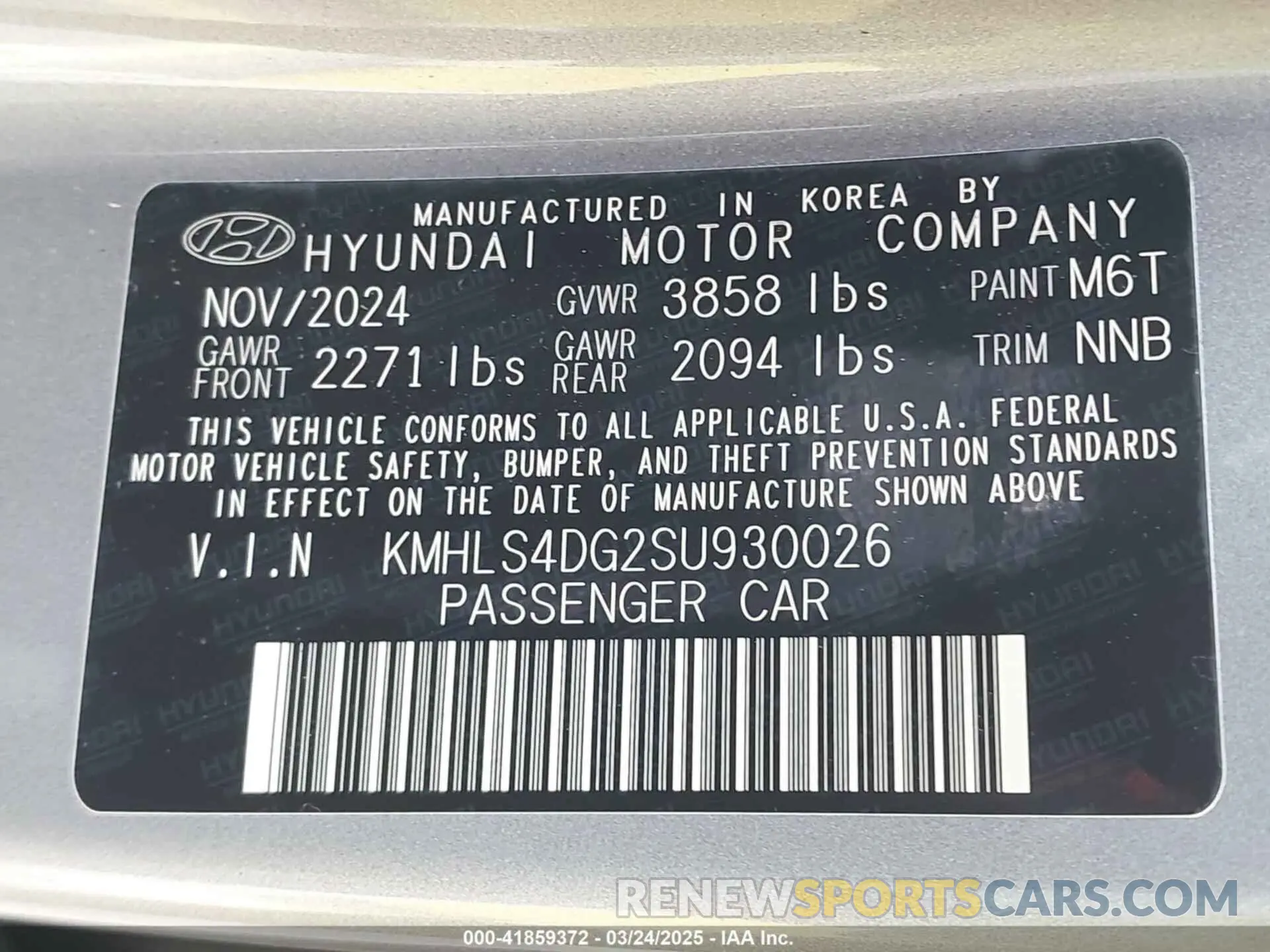 9 fotografías del automóvil dañado KMHLS4DG2SU930026 HYUNDAI ELANTRA 2025