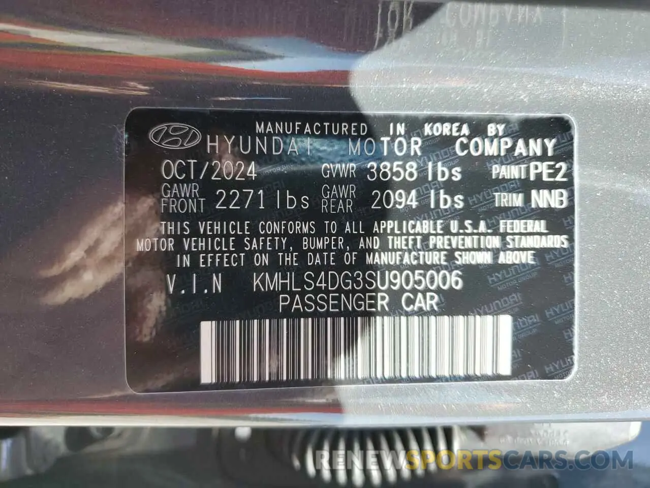 12 fotografías del automóvil dañado KMHLS4DG3SU905006 HYUNDAI ELANTRA 2025