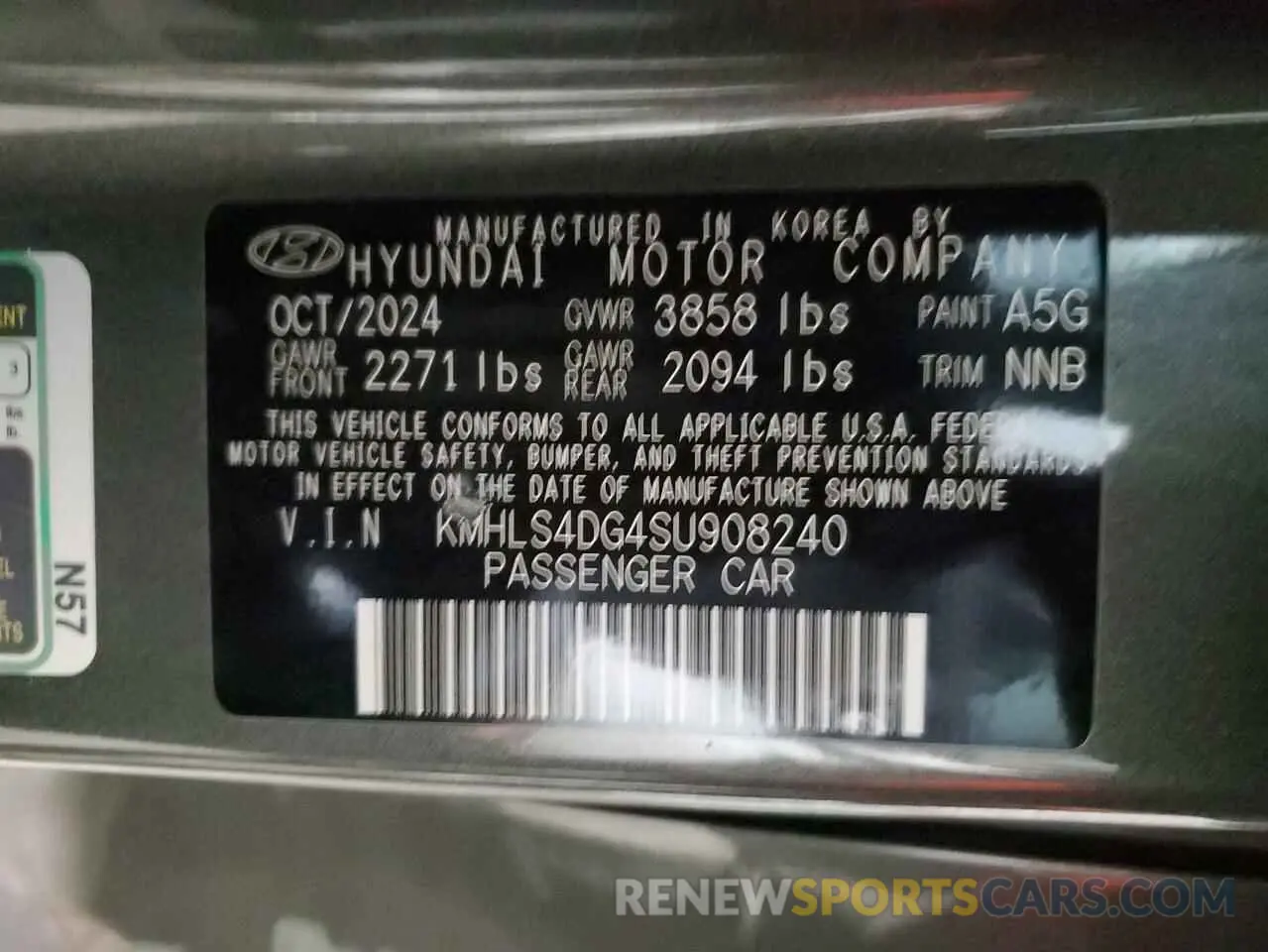 12 fotografías del automóvil dañado KMHLS4DG4SU908240 HYUNDAI ELANTRA 2025