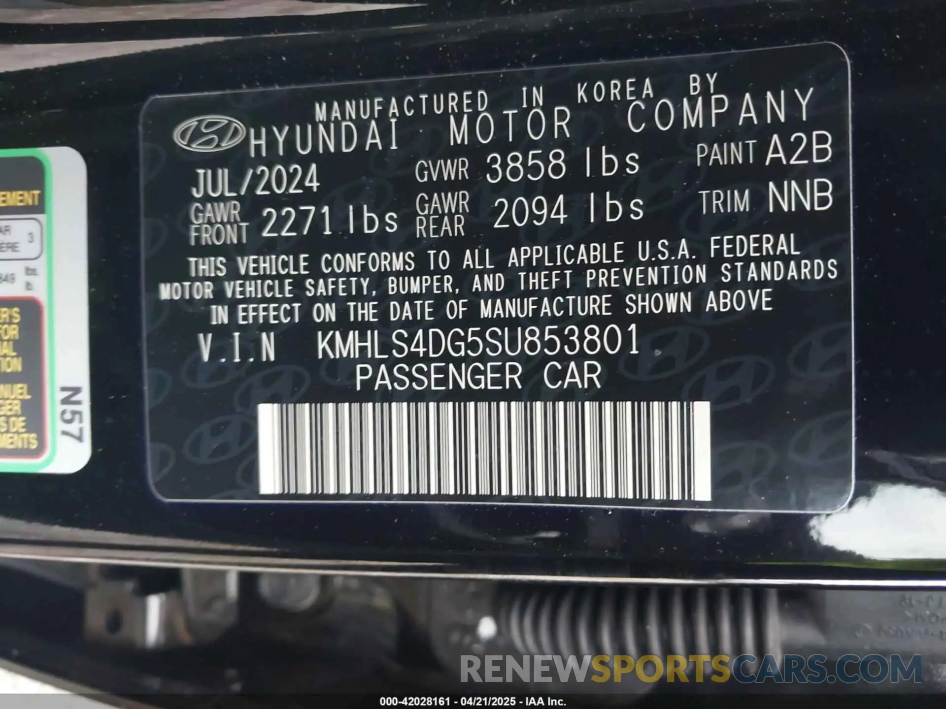 9 fotografías del automóvil dañado KMHLS4DG5SU853801 HYUNDAI ELANTRA 2025