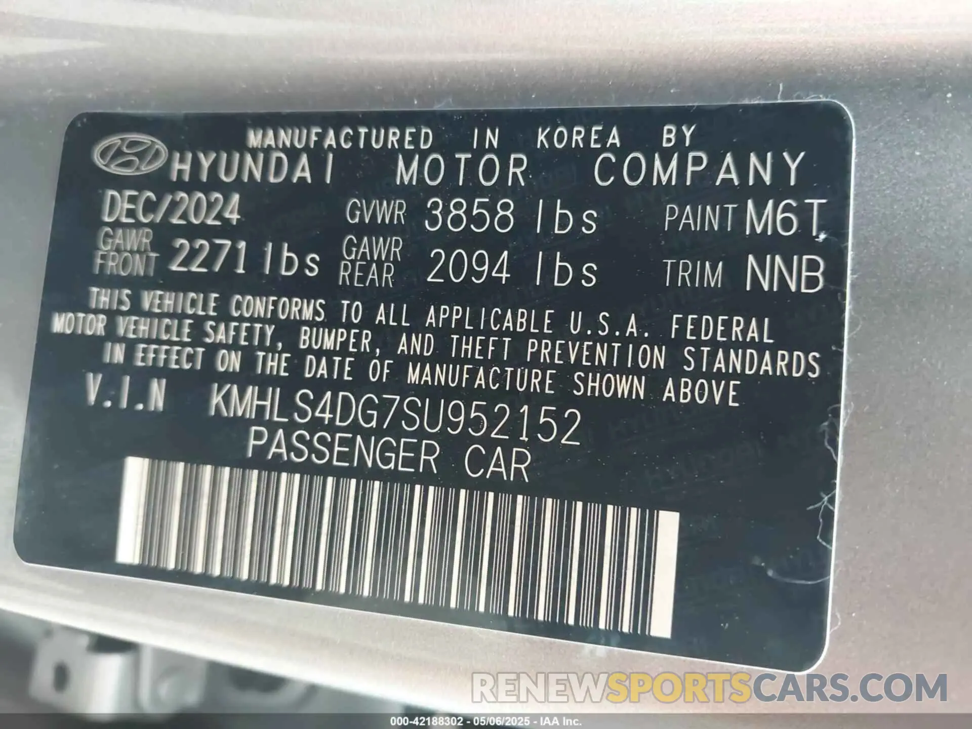 9 fotografías del automóvil dañado KMHLS4DG7SU952152 HYUNDAI ELANTRA 2025