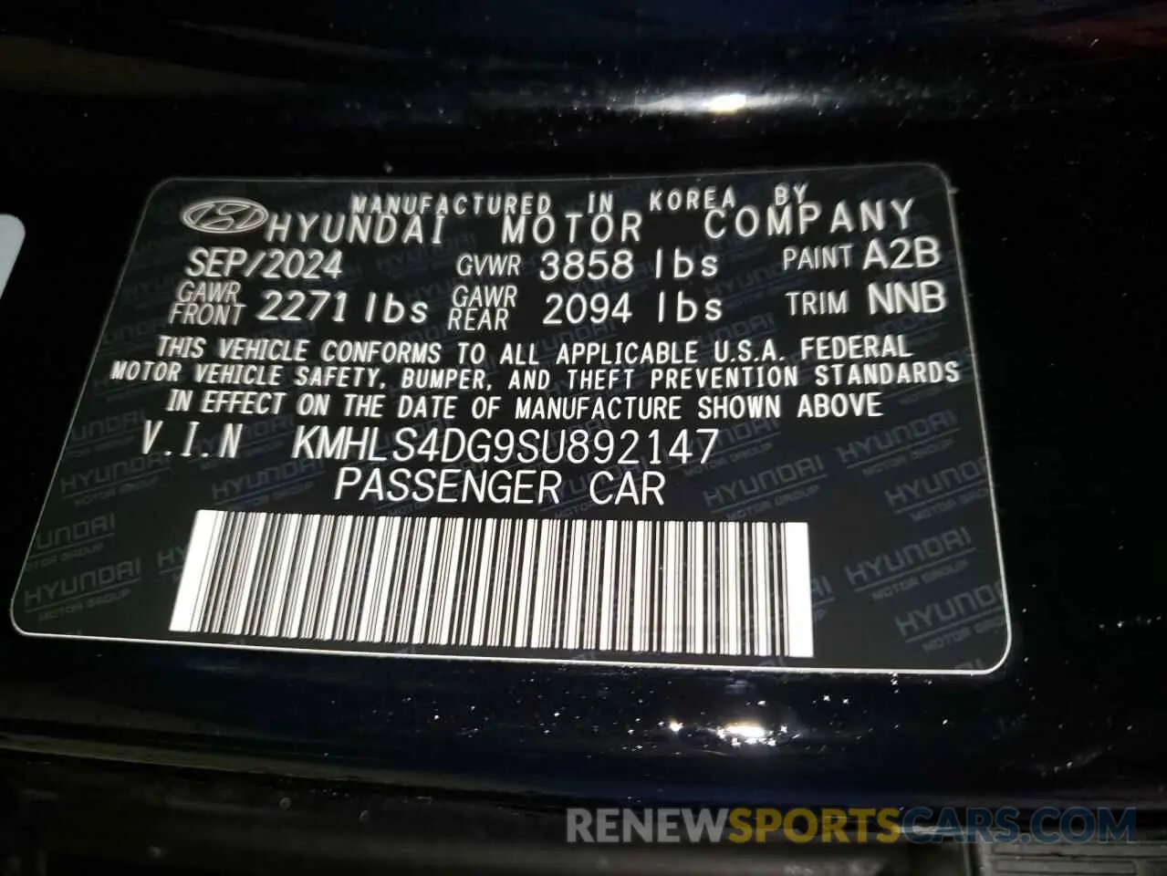12 fotografías del automóvil dañado KMHLS4DG9SU892147 HYUNDAI ELANTRA 2025