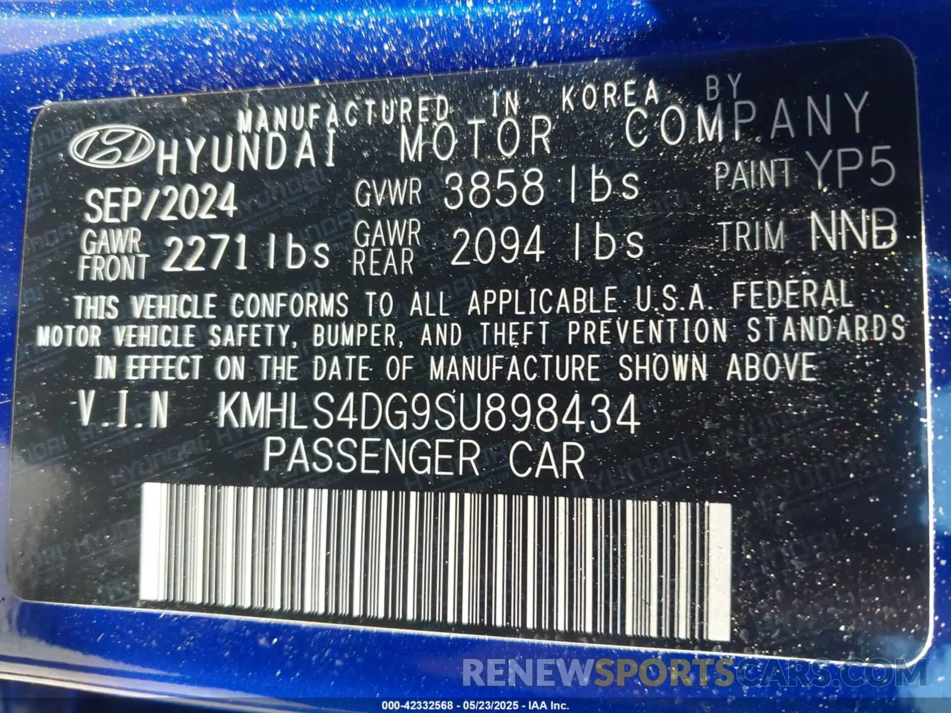 9 fotografías del automóvil dañado KMHLS4DG9SU898434 HYUNDAI ELANTRA 2025